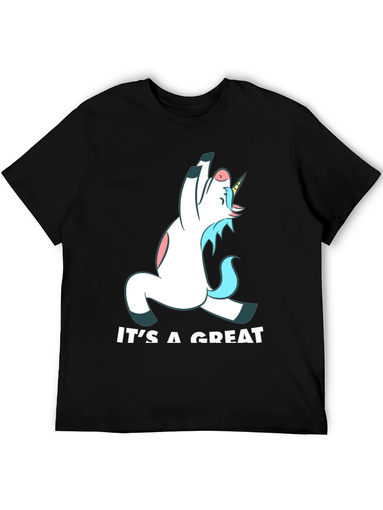 Black Funny Unicorn Yoga Black T-Shirt view 5