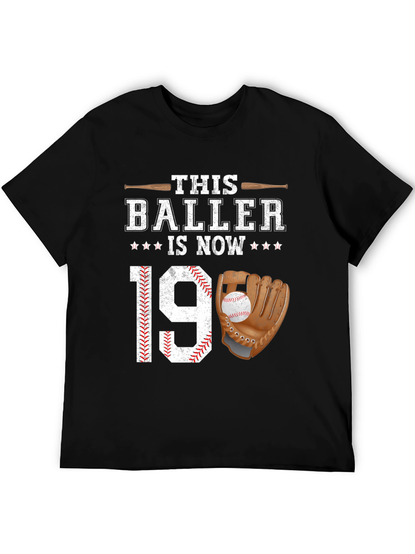 Black Baller 19th Birthday T-Shirt Baseball Lover view 5