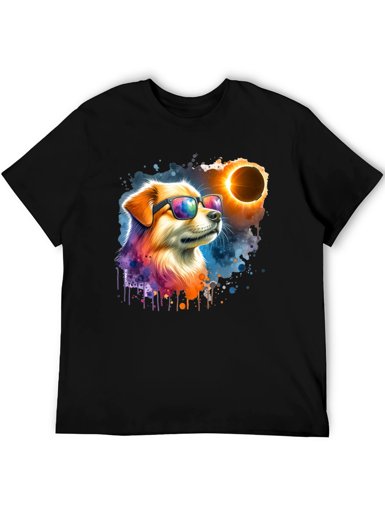 Black Cool Dog Eclipse T-Shirt - Unisex Graphic Tee view 5