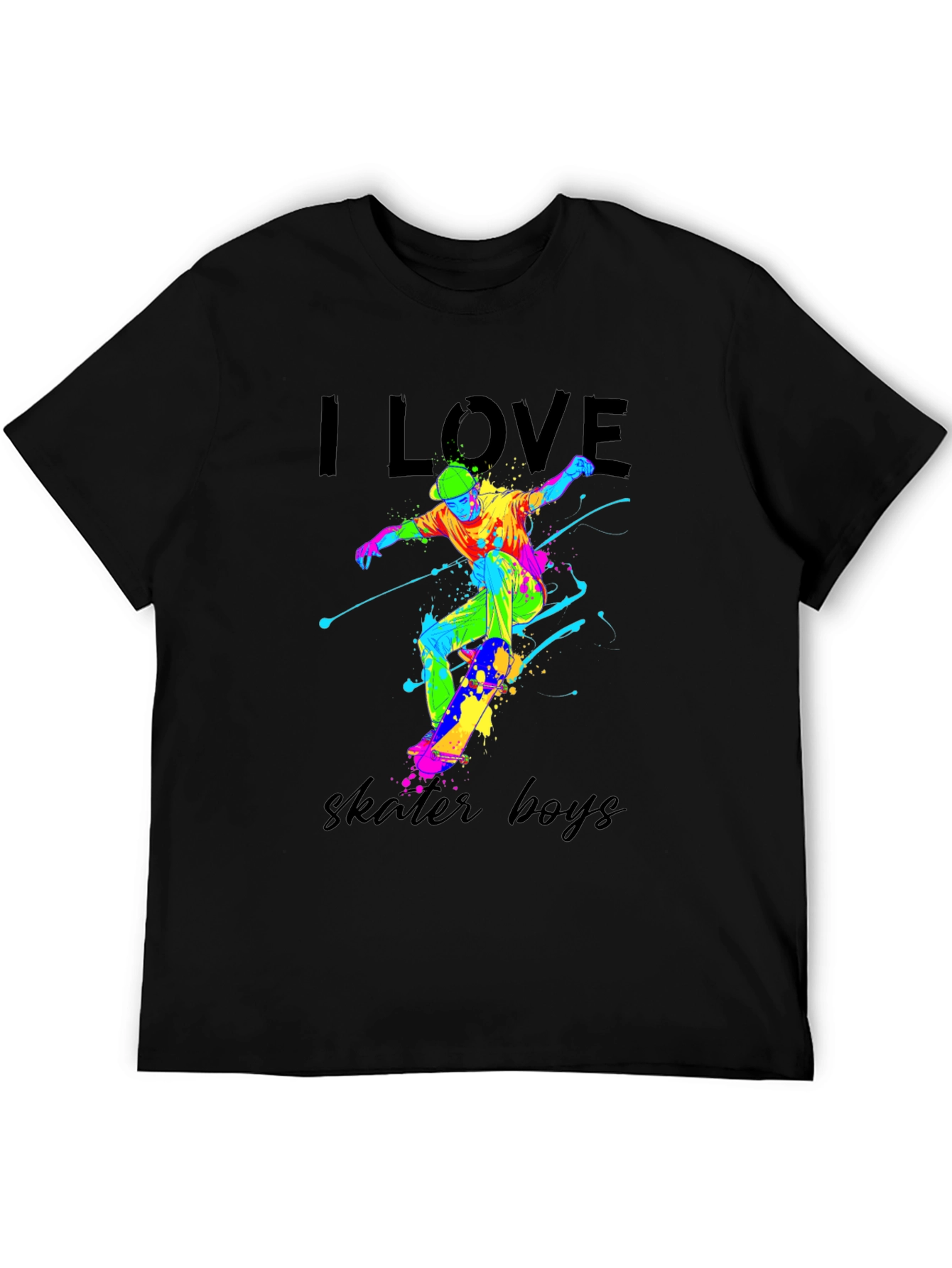 Black I Love Skater Boys Graphic Tee view 5