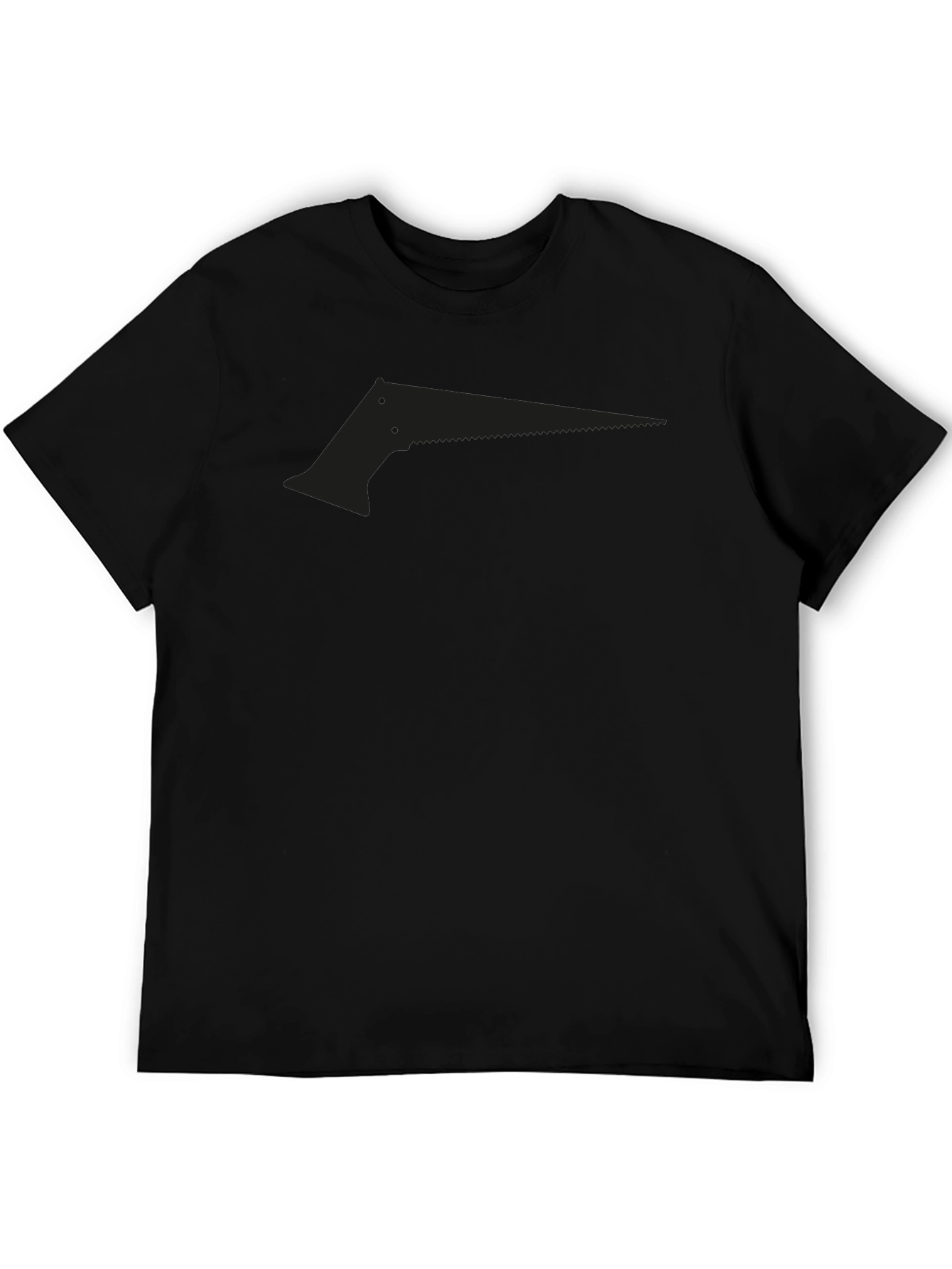 Black Men's Black Saw Graphic Tee - Edgy Design view 5