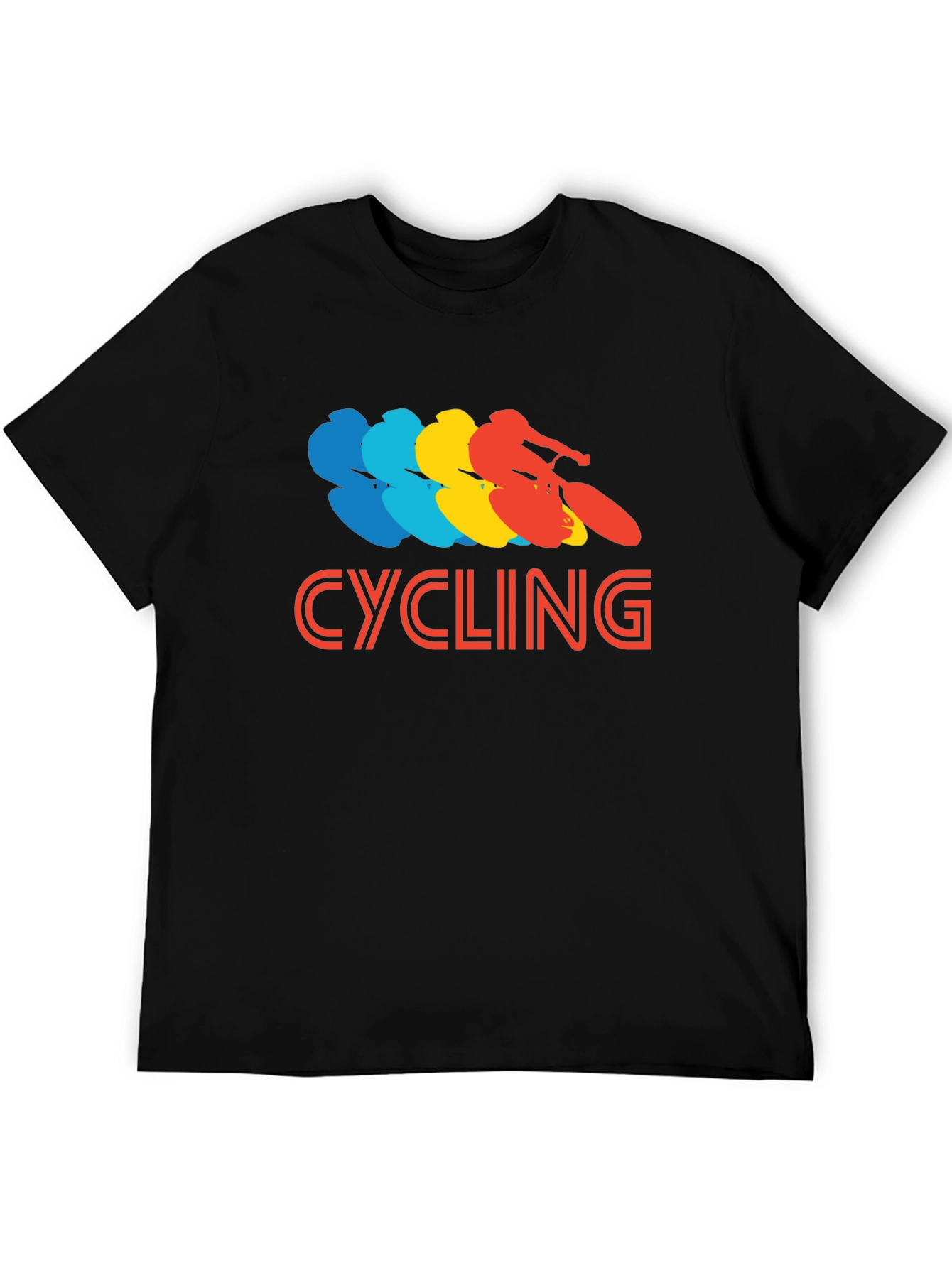 Black Retro Cycling Graphic Tee - Black Cotton T-Shirt view 5