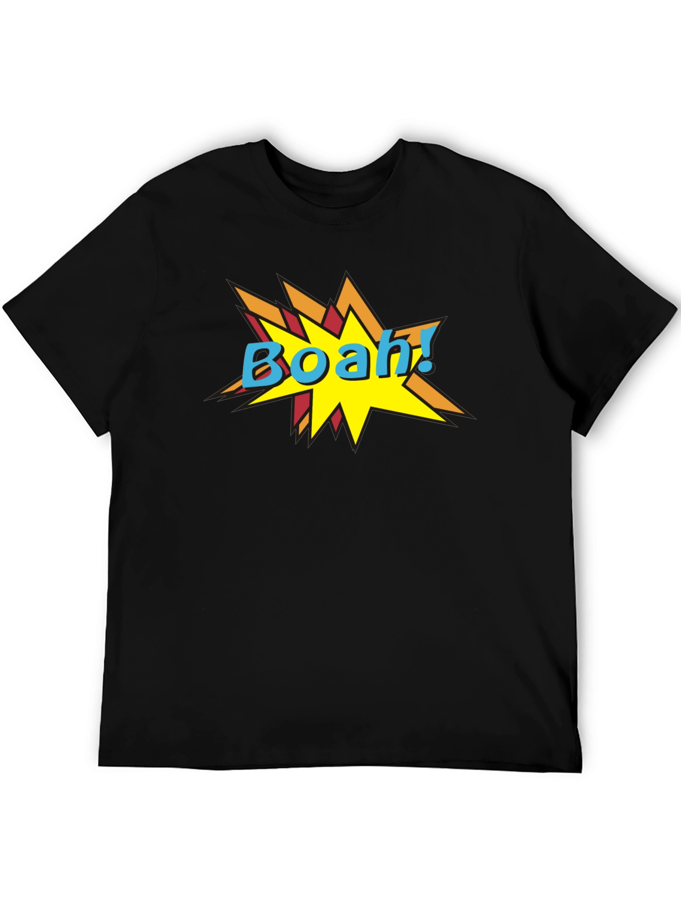 Black BOAH! Comic Style Graphic Print Black T-Shirt view 5