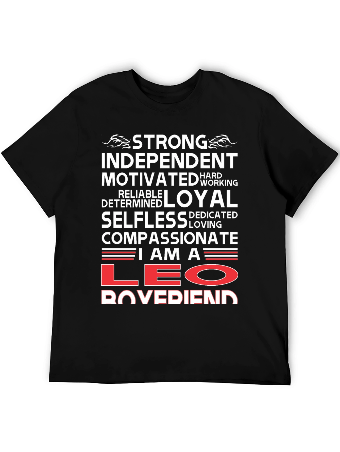 Black Strong Leo Boyfriend T-Shirt view 5