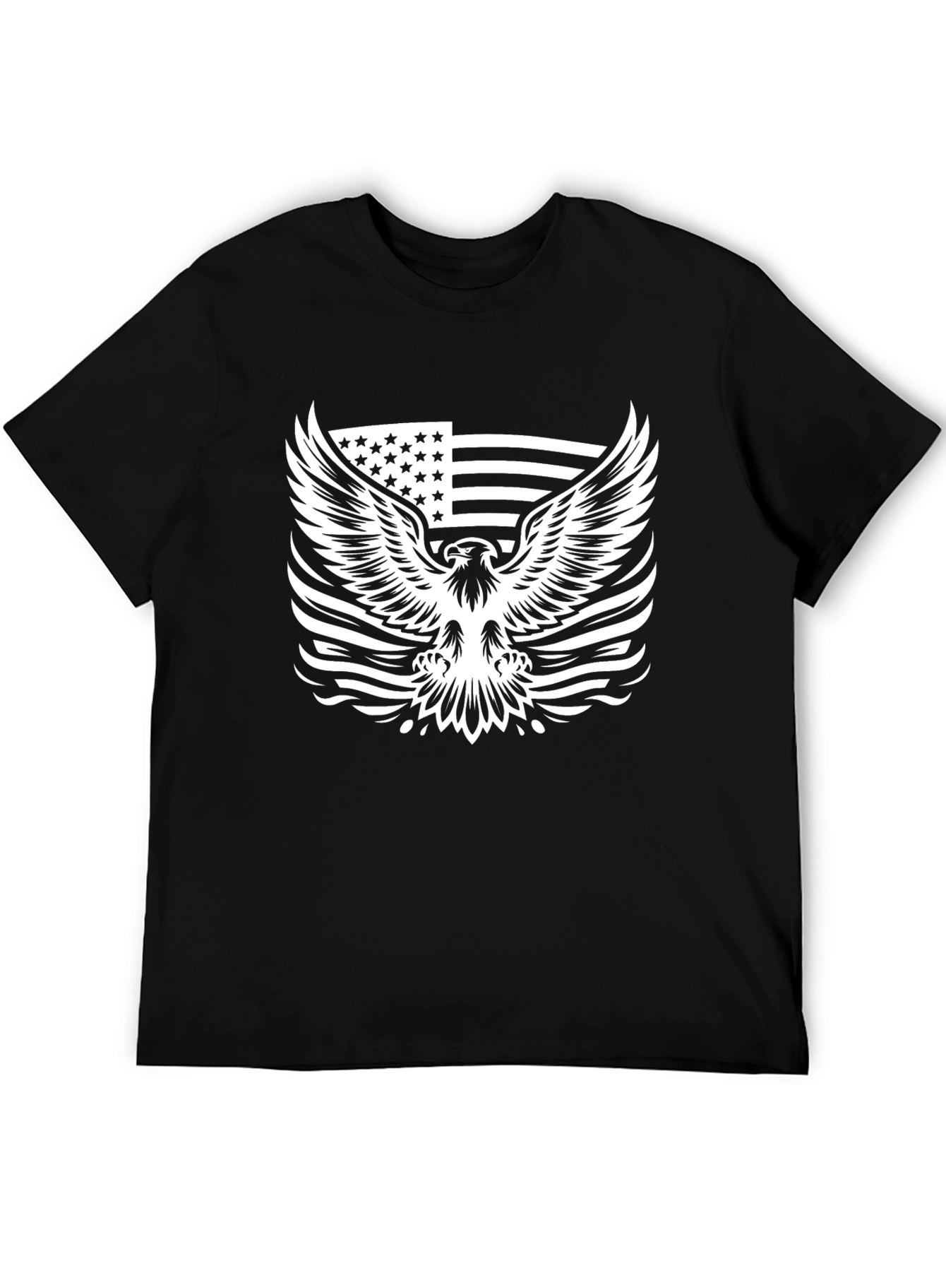 Black American Eagle Flag Graphic Tee - Black view 5