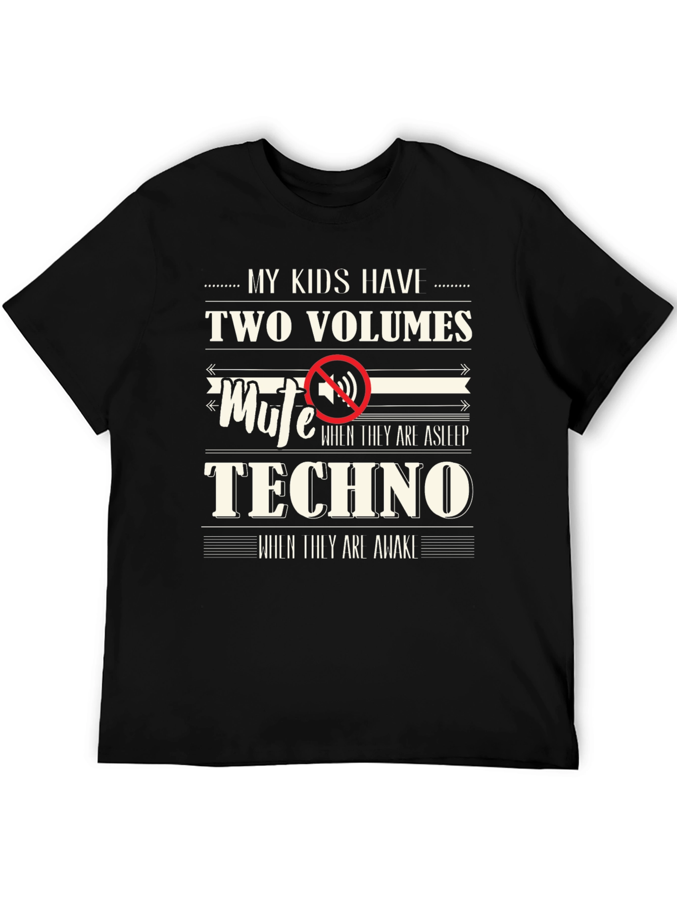 Black Funny Parent T-Shirt: My Kids Two Volumes view 5