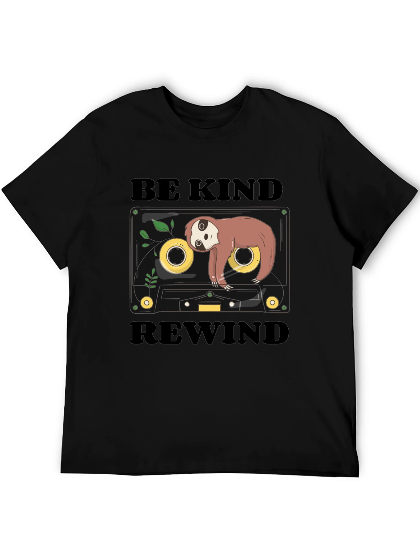 Black Be Kind Rewind Sloth Cassette Tape Graphic Tee view 5