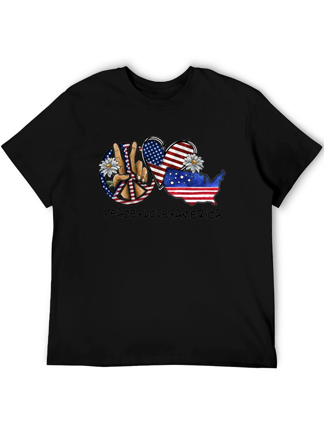 Black Peace Love America Graphic T-Shirt view 5
