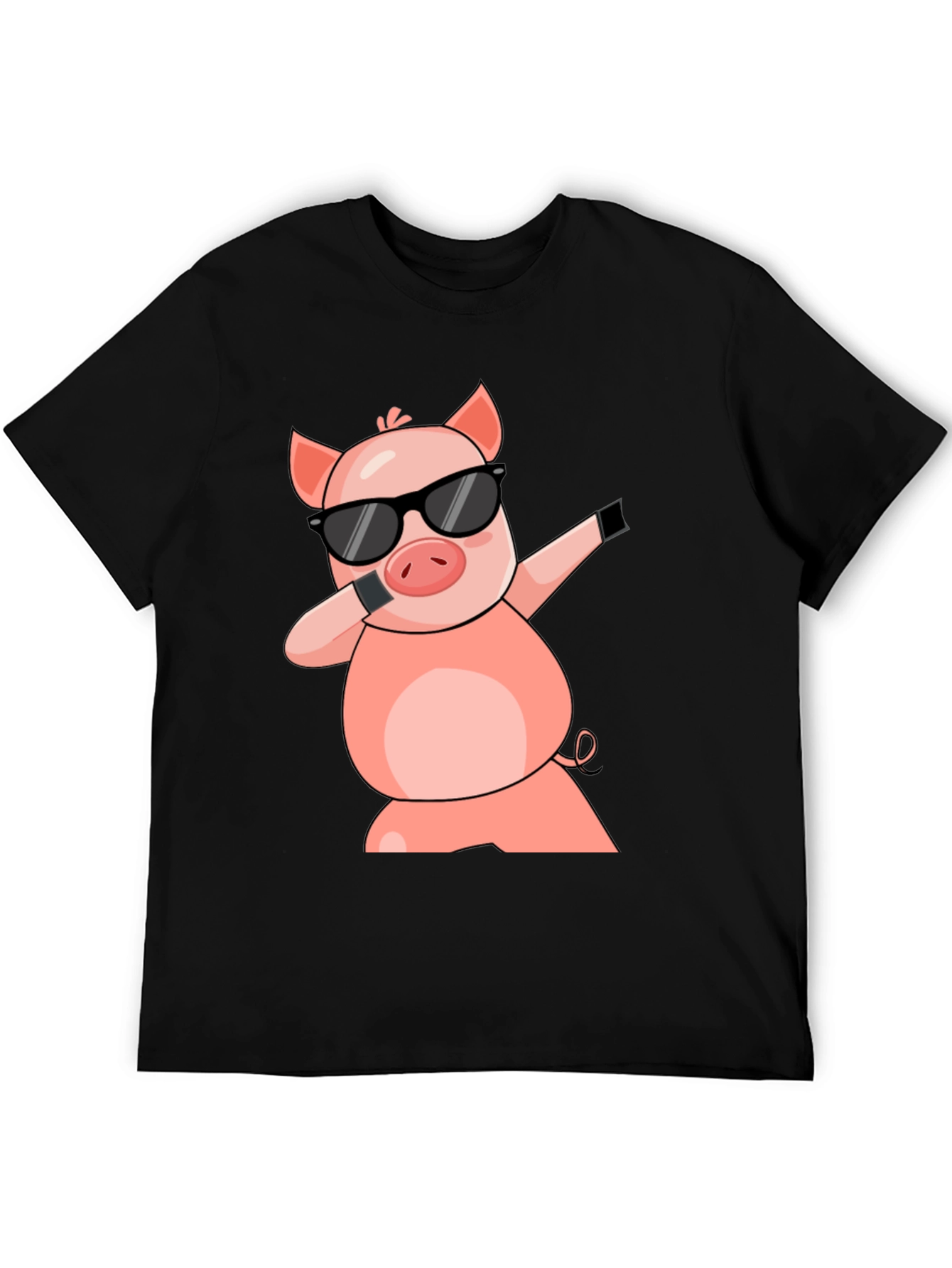 Black Dabbing Pig T-Shirt - Cool Cartoon Graphic Tee view 5