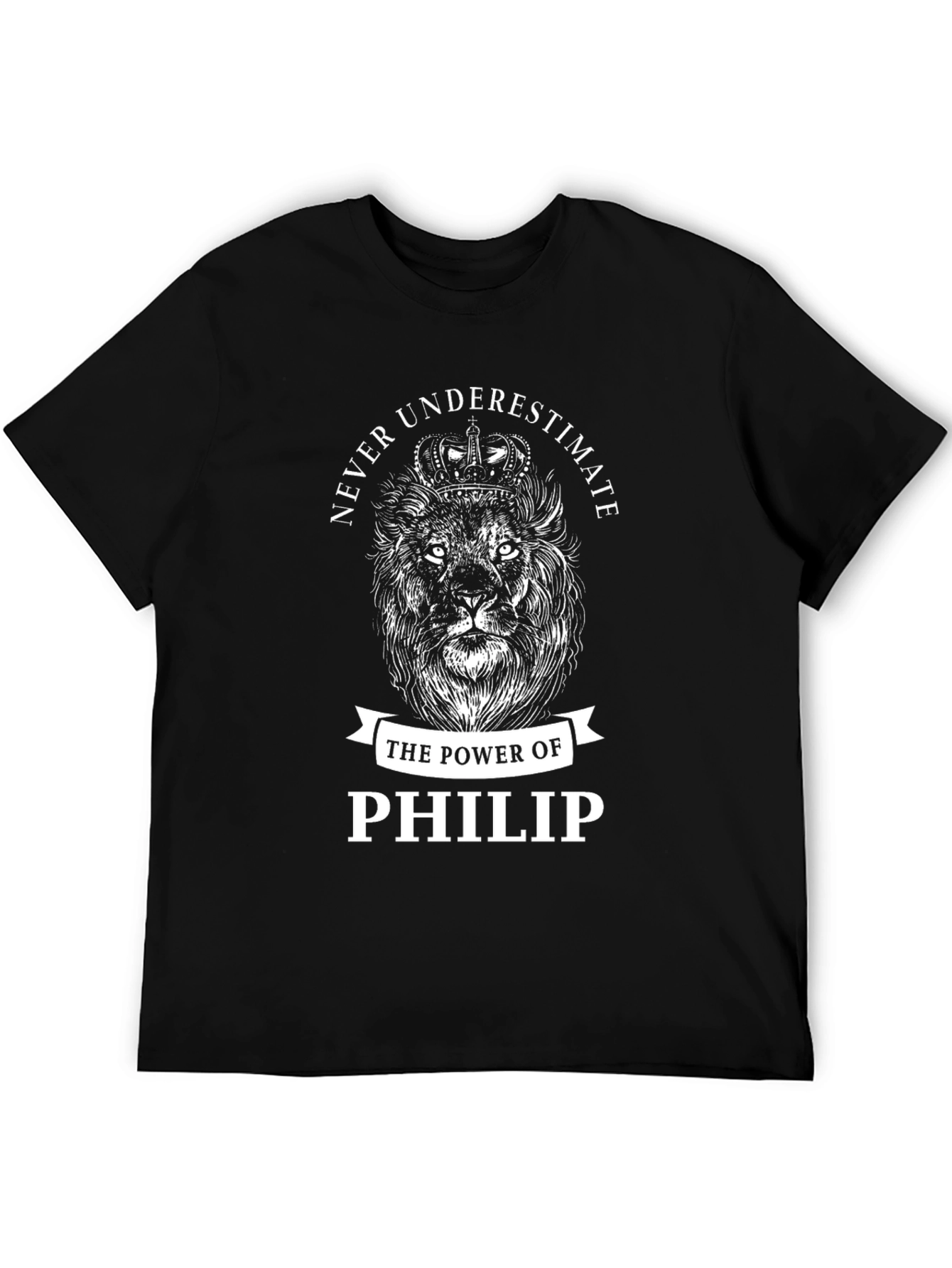Black Never Underestimate Philip Lion Graphic T-Shirt view 5