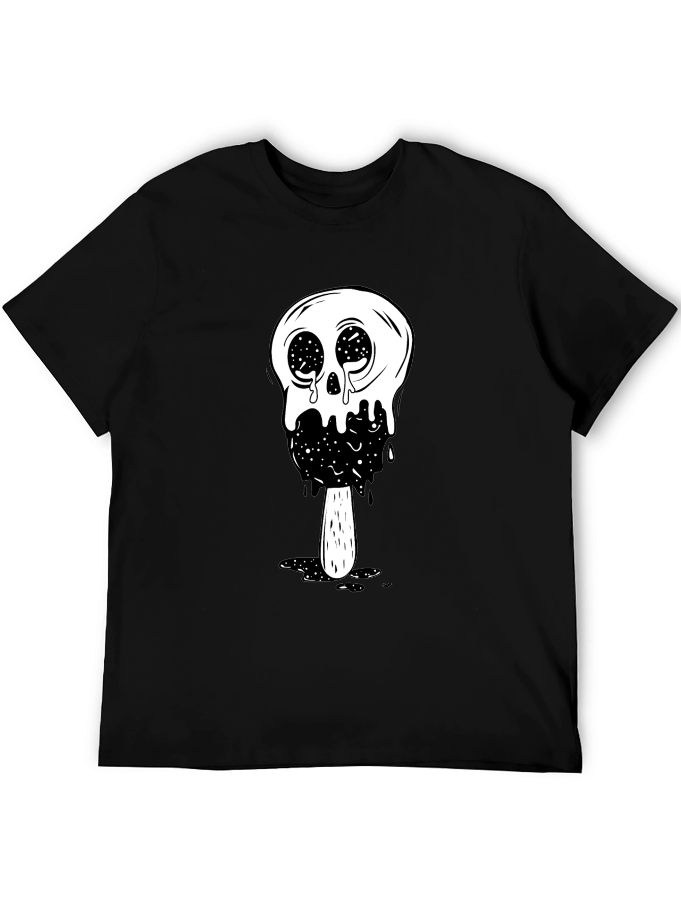 Black Cool Skull Ice Cream Graphic Tee - Black view 5