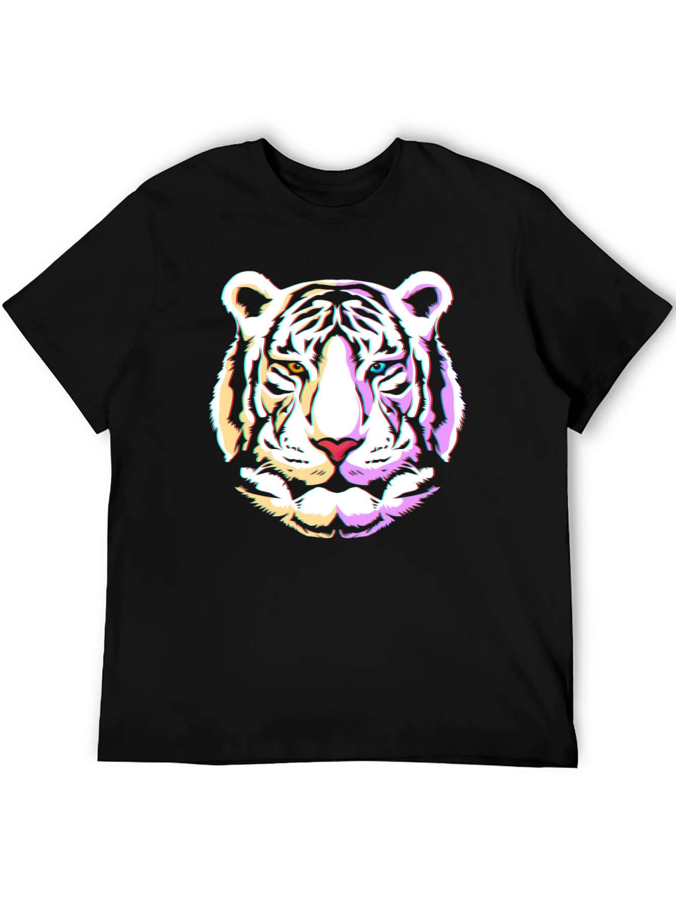 Black Cool Tiger Graphic Black T-Shirt view 5