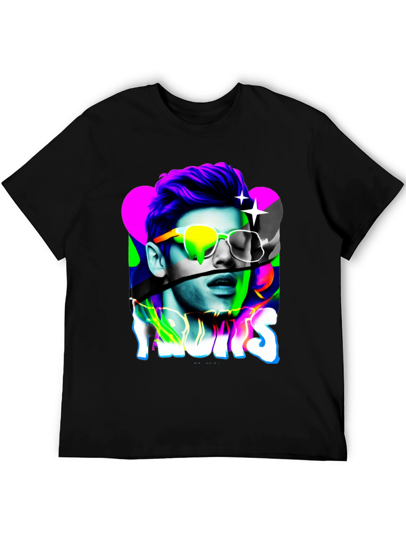 Black Vaporwave "Fruits" Graphic Print T-Shirt view 5