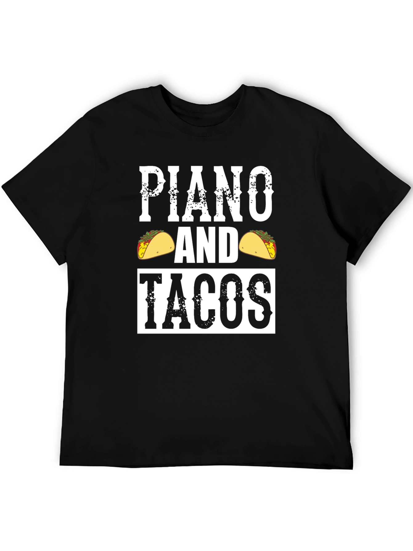 Black Piano and Tacos Graphic Tee - Novelty Men's T-Shirt view 5