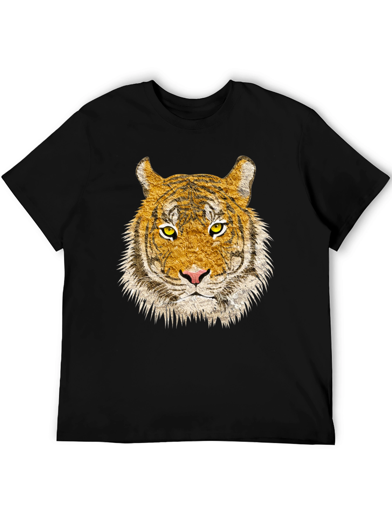 Black Tiger Face Graphic Print Black T-Shirt view 5
