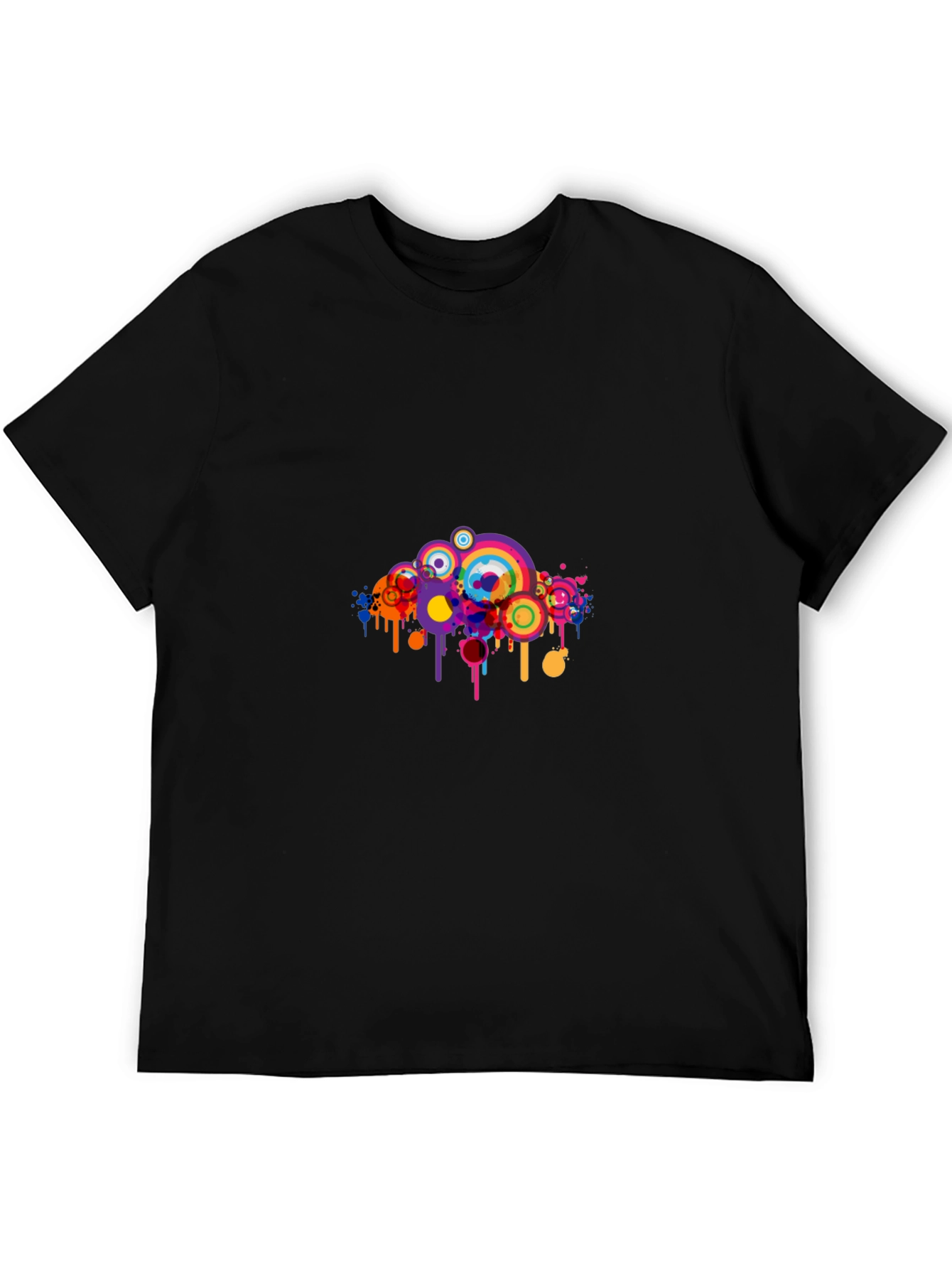 Black Black T-Shirt with Colorful Circle Graphic view 5