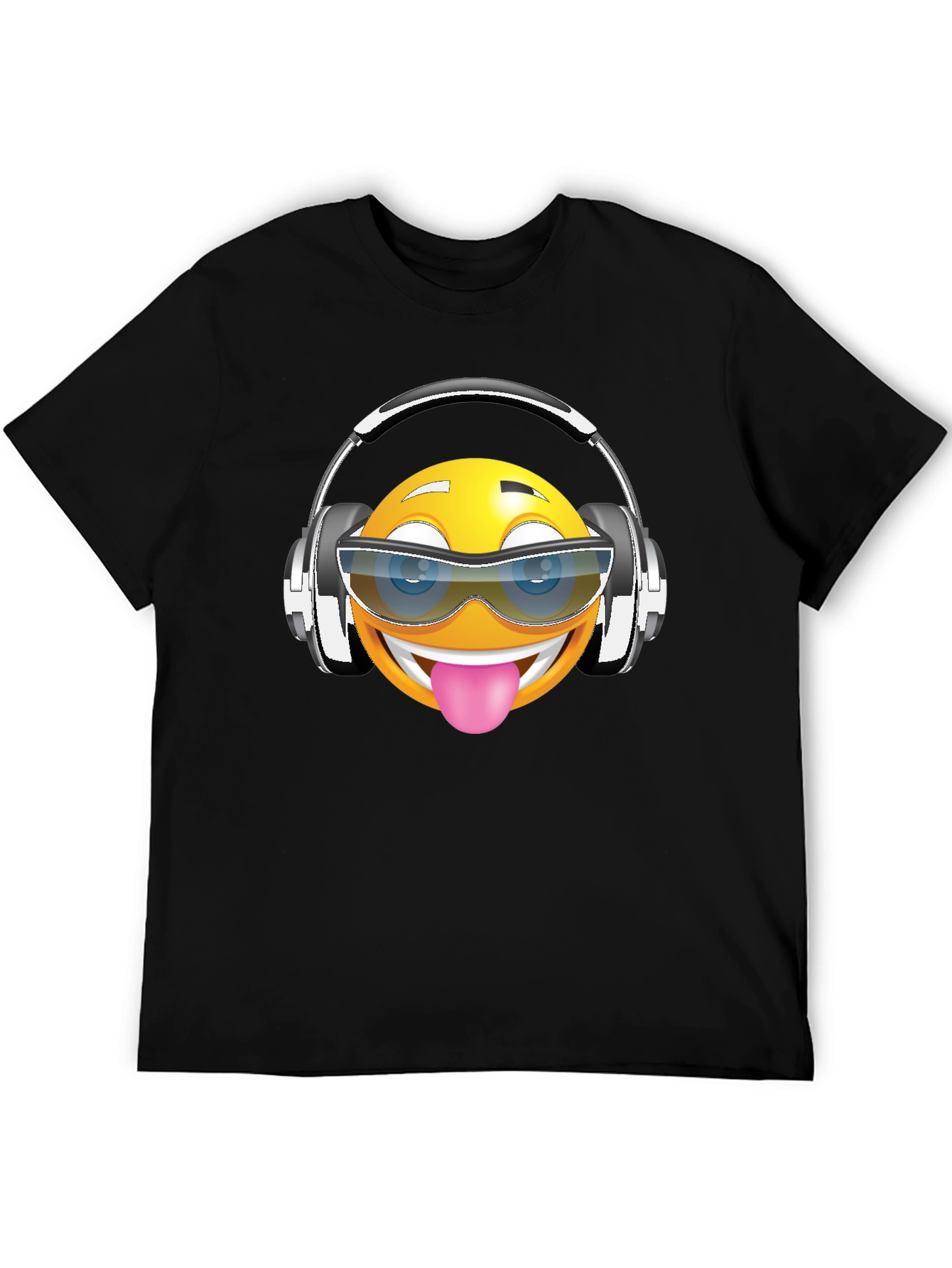 Black Funny Emoji Graphic Print T-Shirt view 5