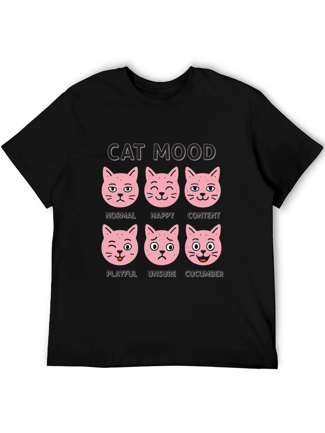 Black Cat Mood T-Shirt - Funny Cat Expression Tee view 5