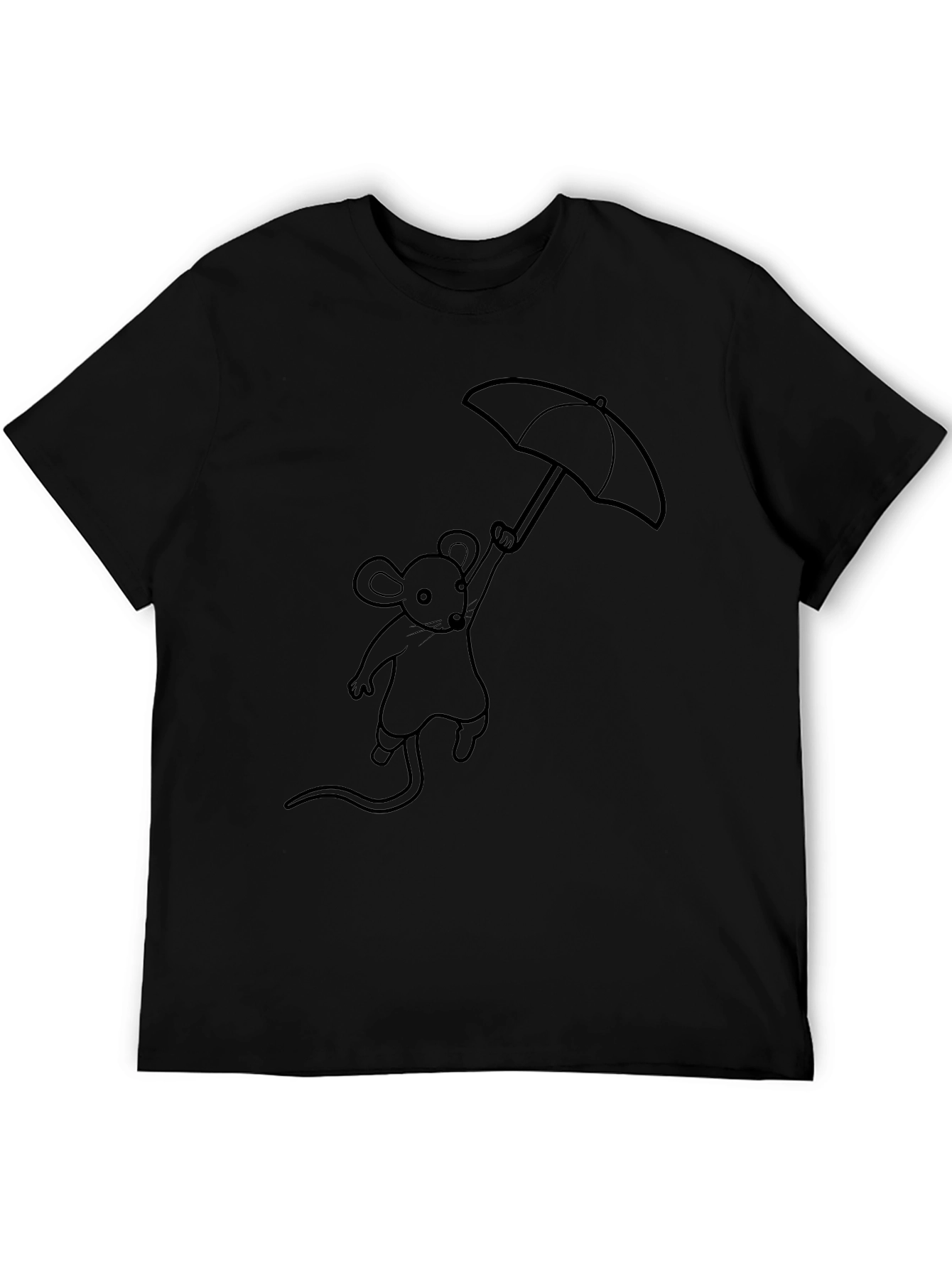 Black Mouse Umbrella Graphic Tee - Stylish Black T-Shirt view 5
