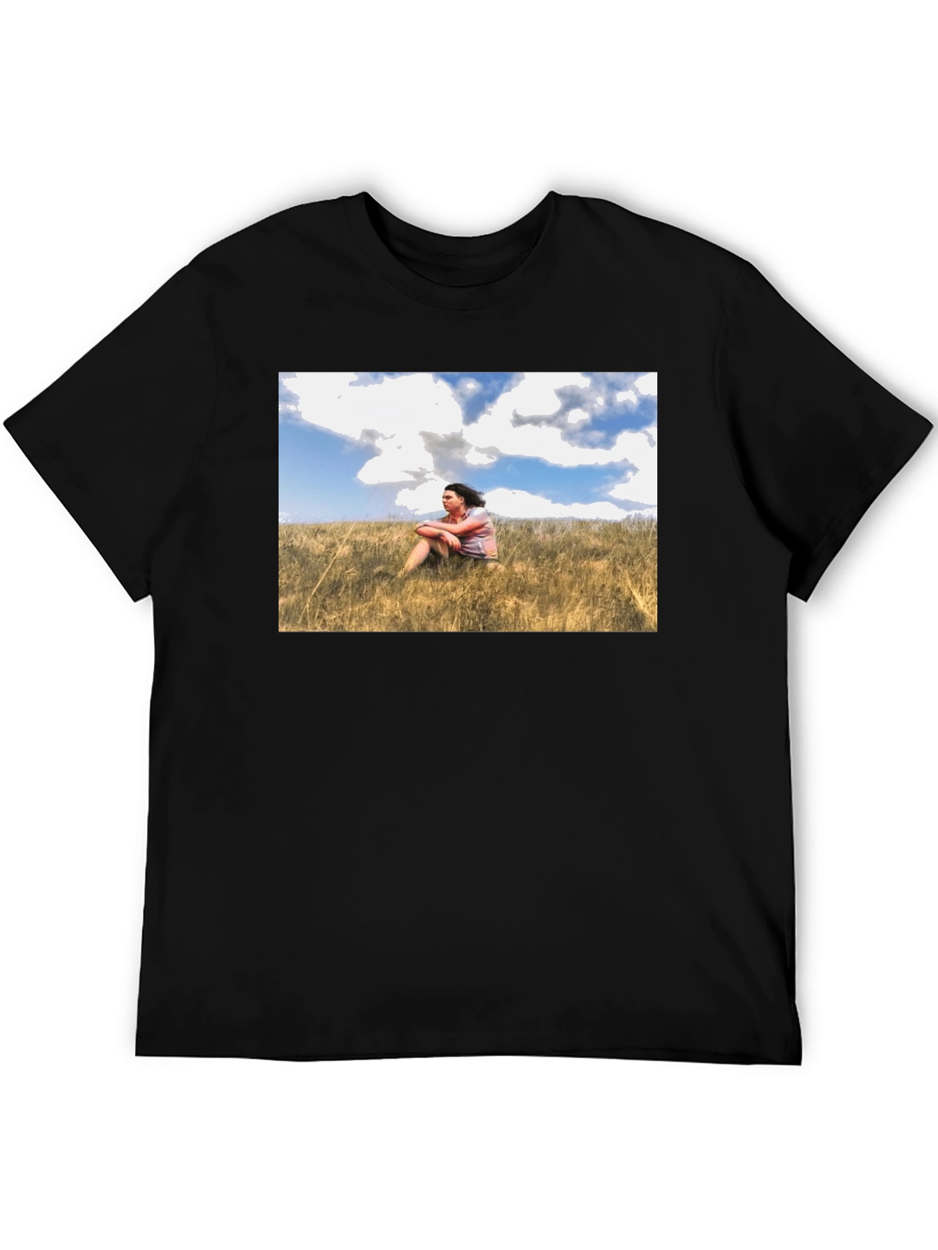 Black Nature Scene Graphic Black T-Shirt view 5