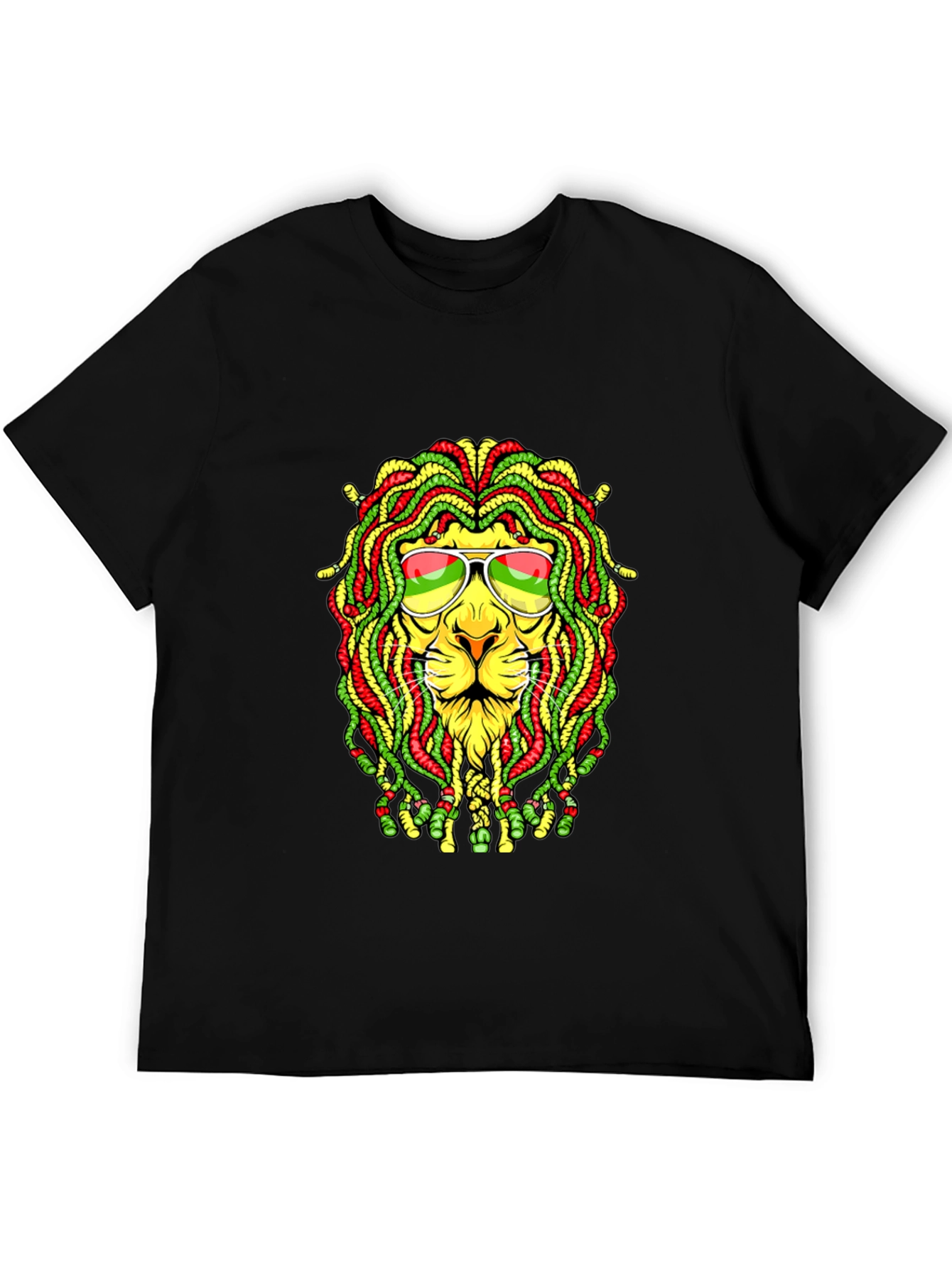 Black Rasta Lion Graphic T-Shirt - Reggae Style view 5