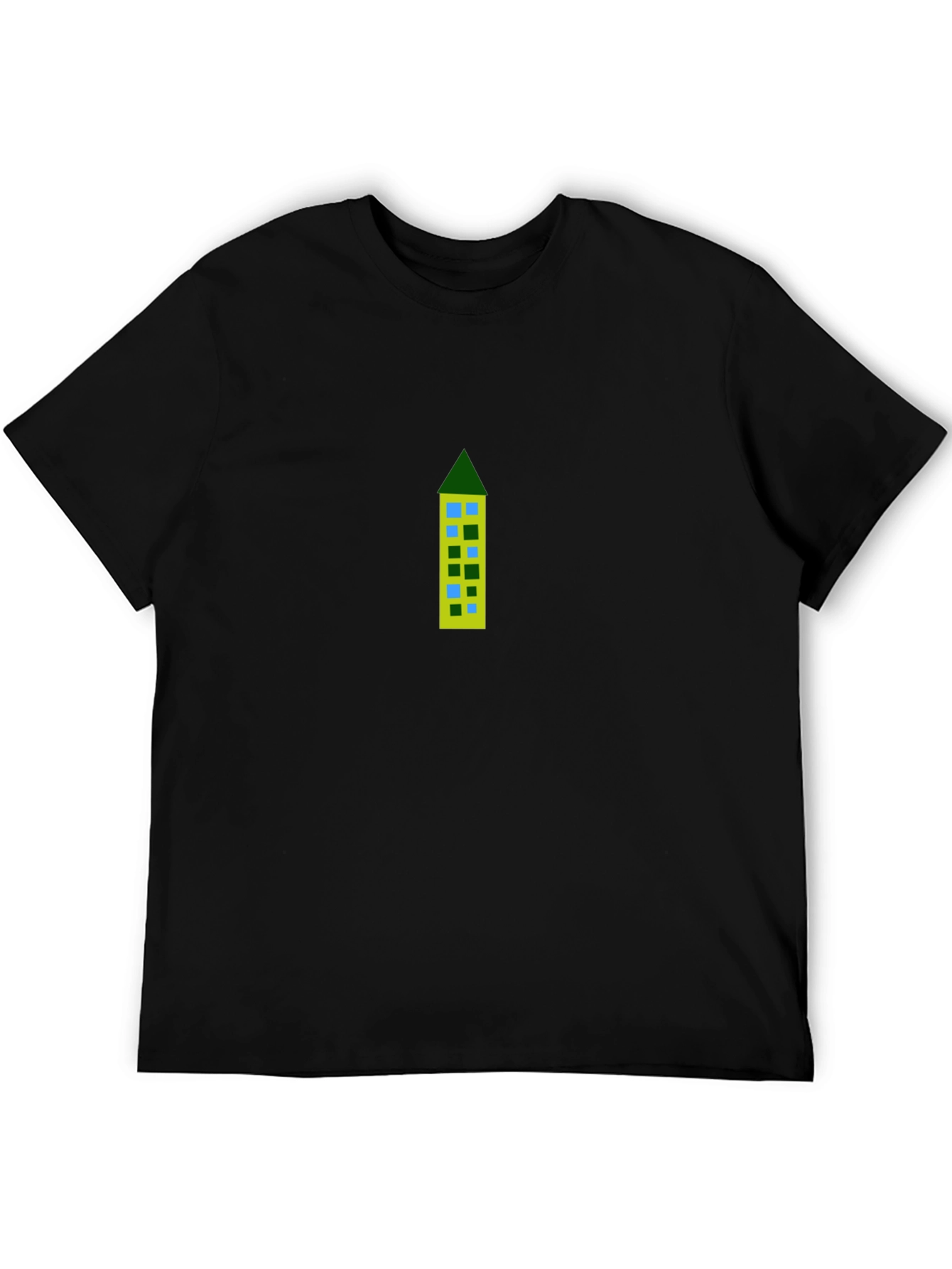 Black Building Print Black Tee view 5