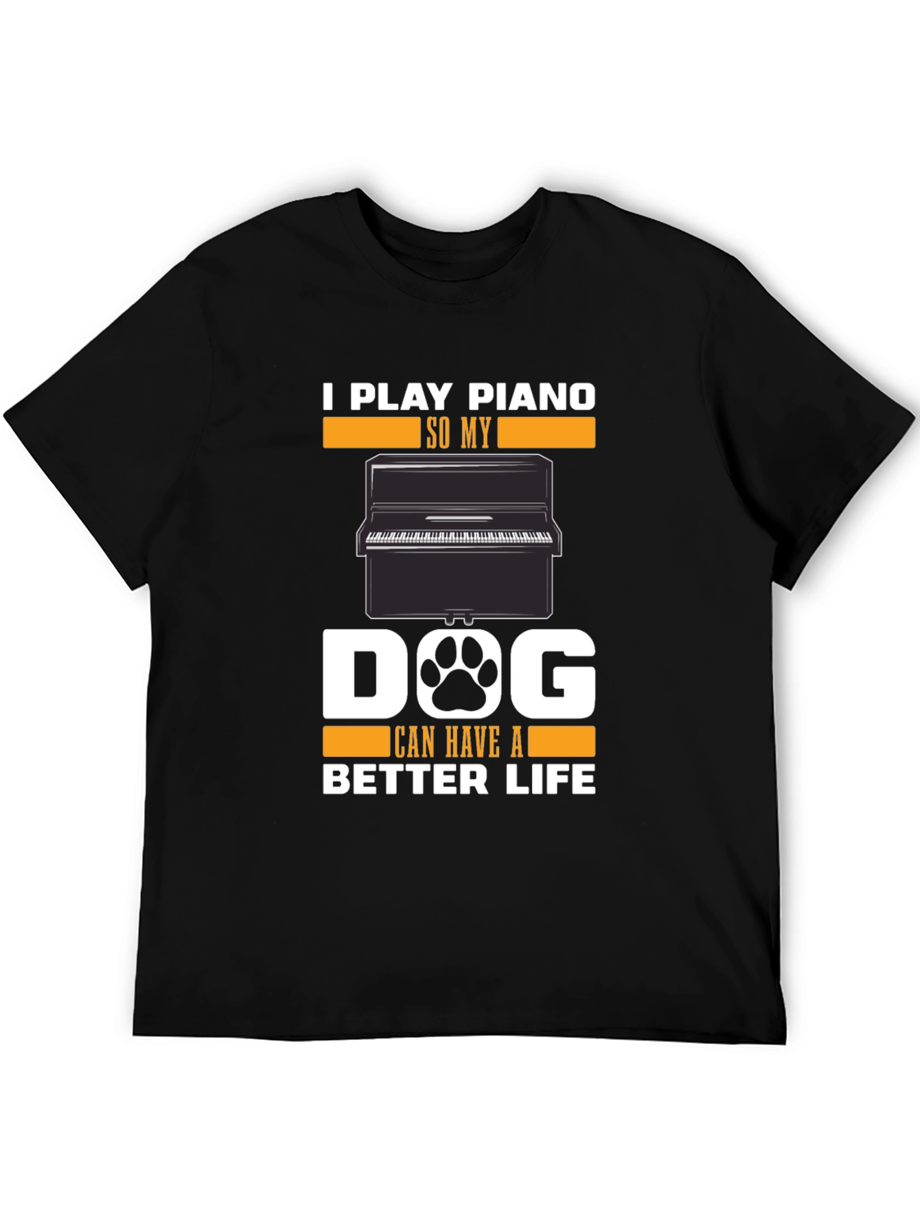 Black Piano Lover's Dog T-Shirt - Play Piano for a Better Dog Life view 5
