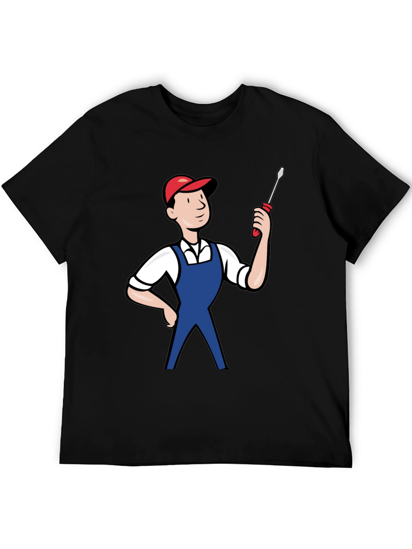 Black Cartoon Plumber Graphic Tee view 5