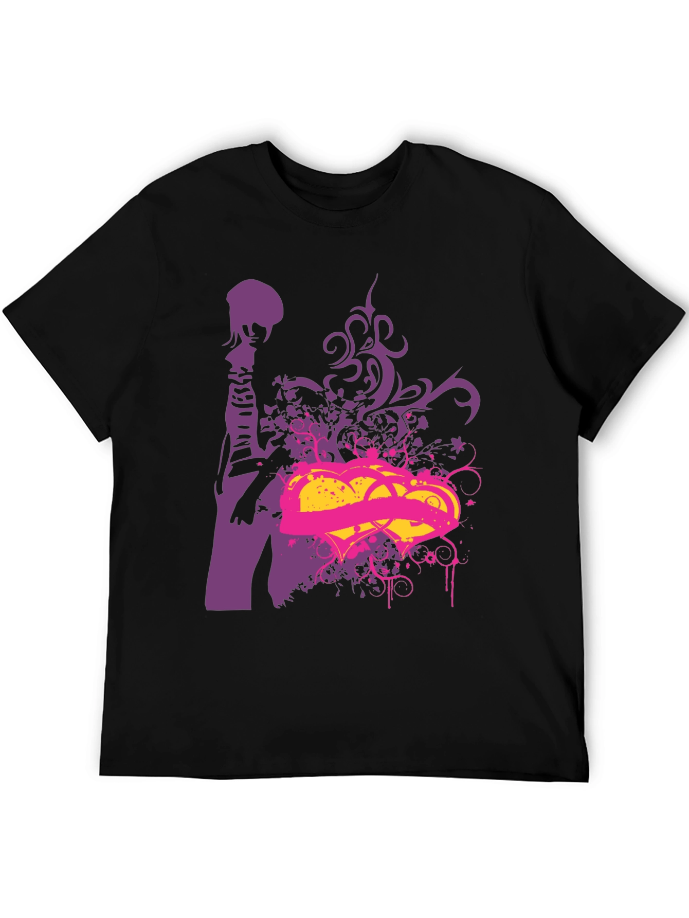 Black Edgy Graphic Print Black T-Shirt view 5