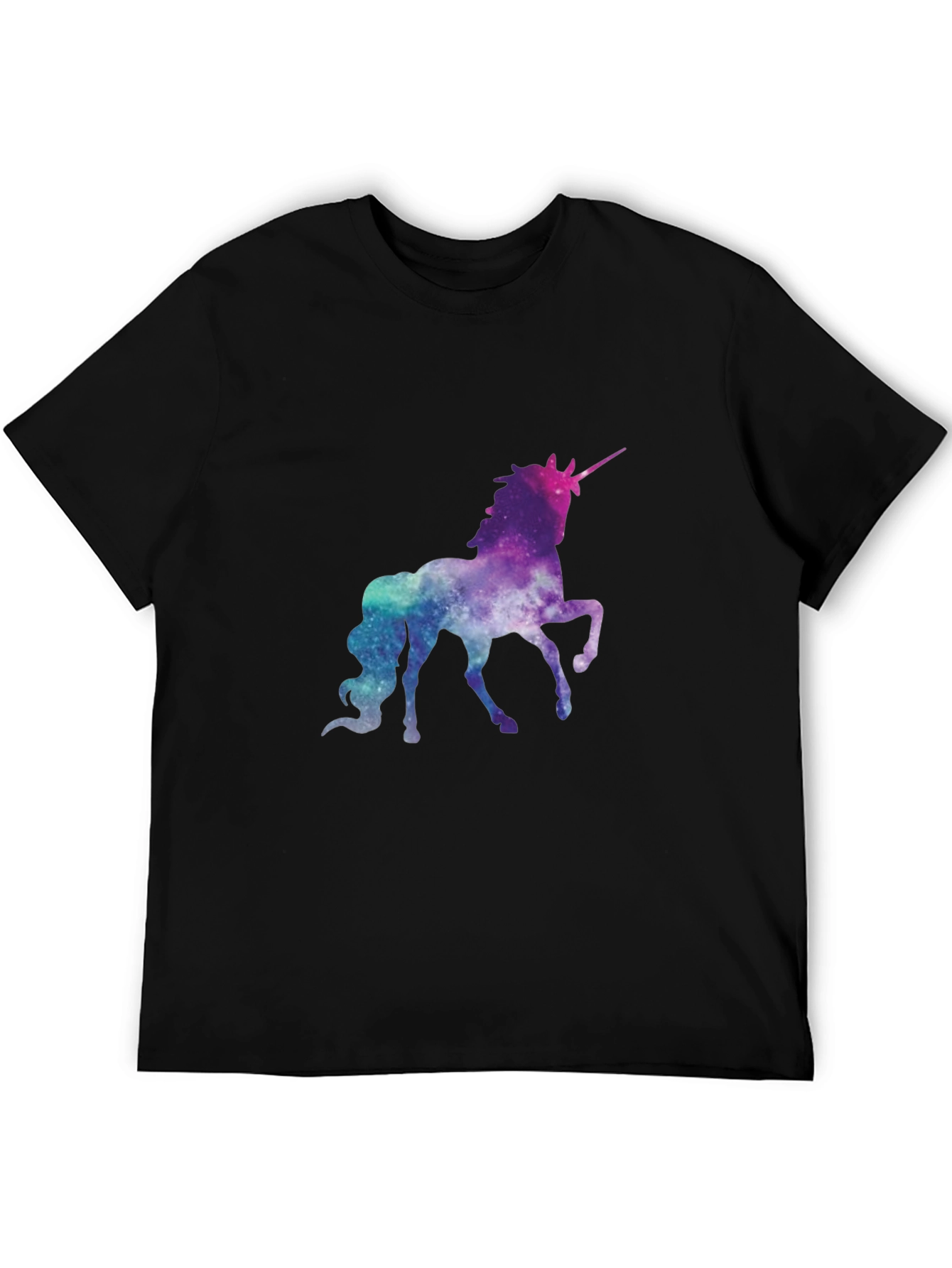 Black Galaxy Unicorn Graphic Tee - Black Cotton Shirt view 5
