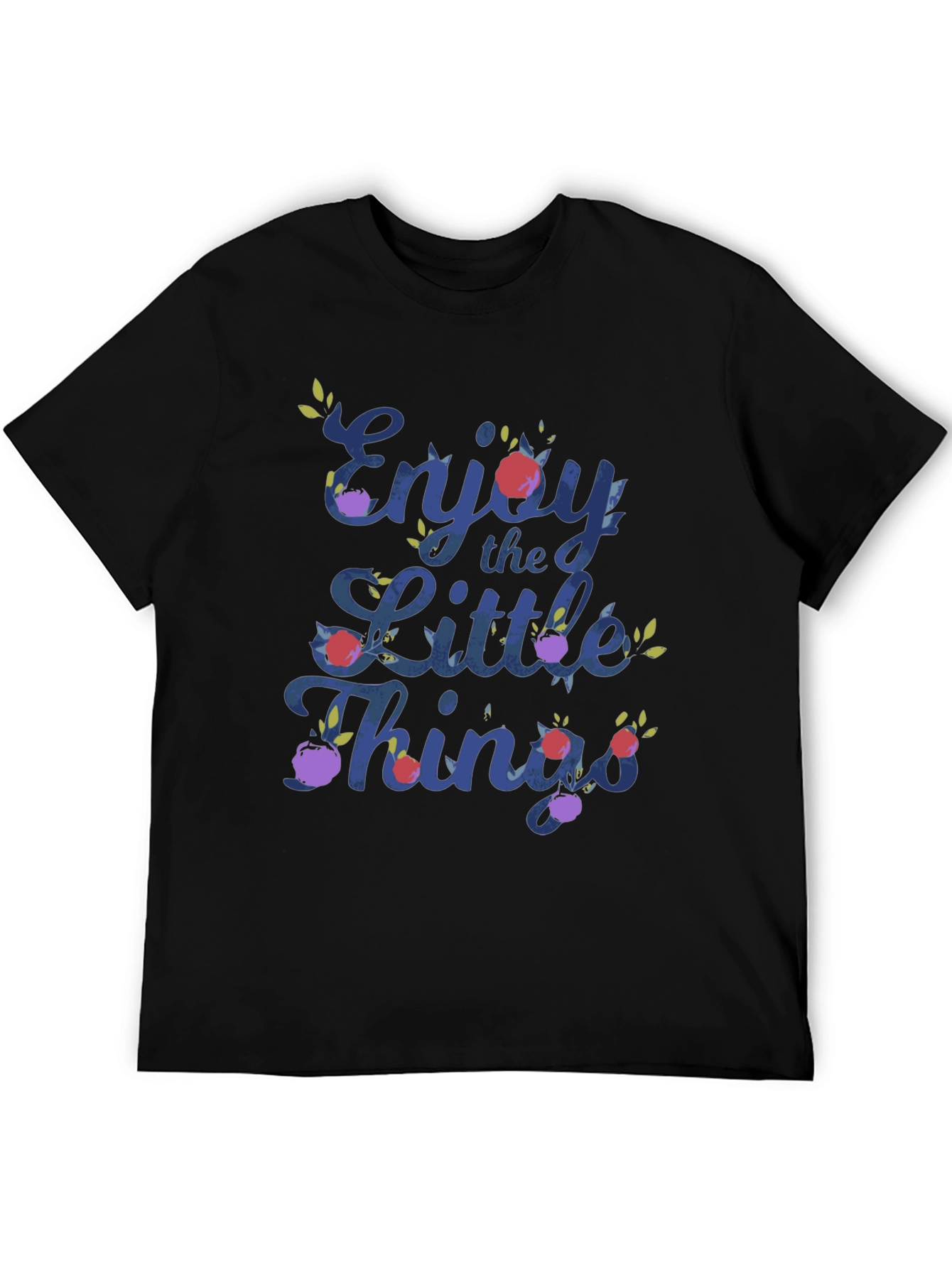 Black Enjoy the Little Things Floral Print T-Shirt view 5