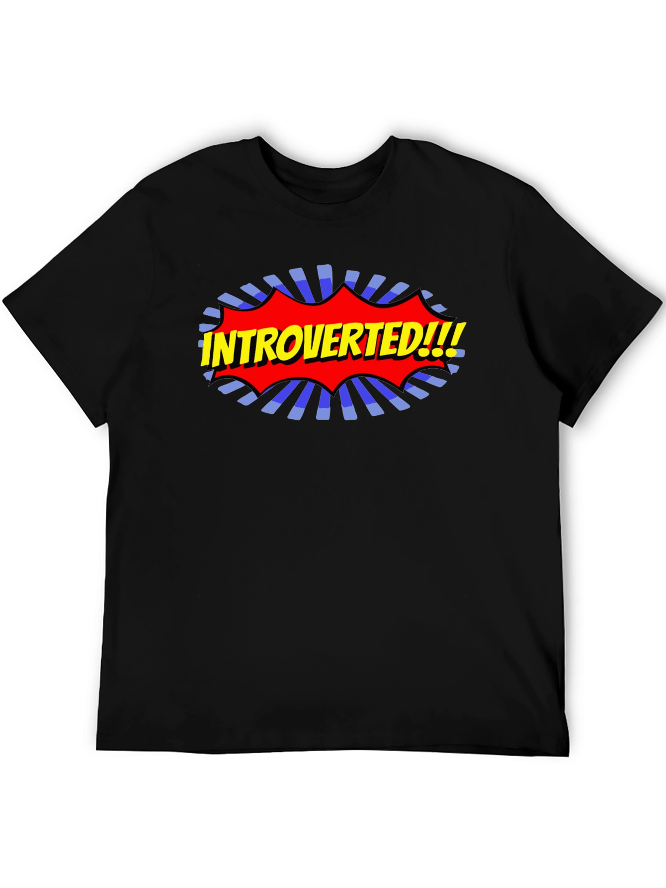 Black Introverted Comic Style T-Shirt view 5