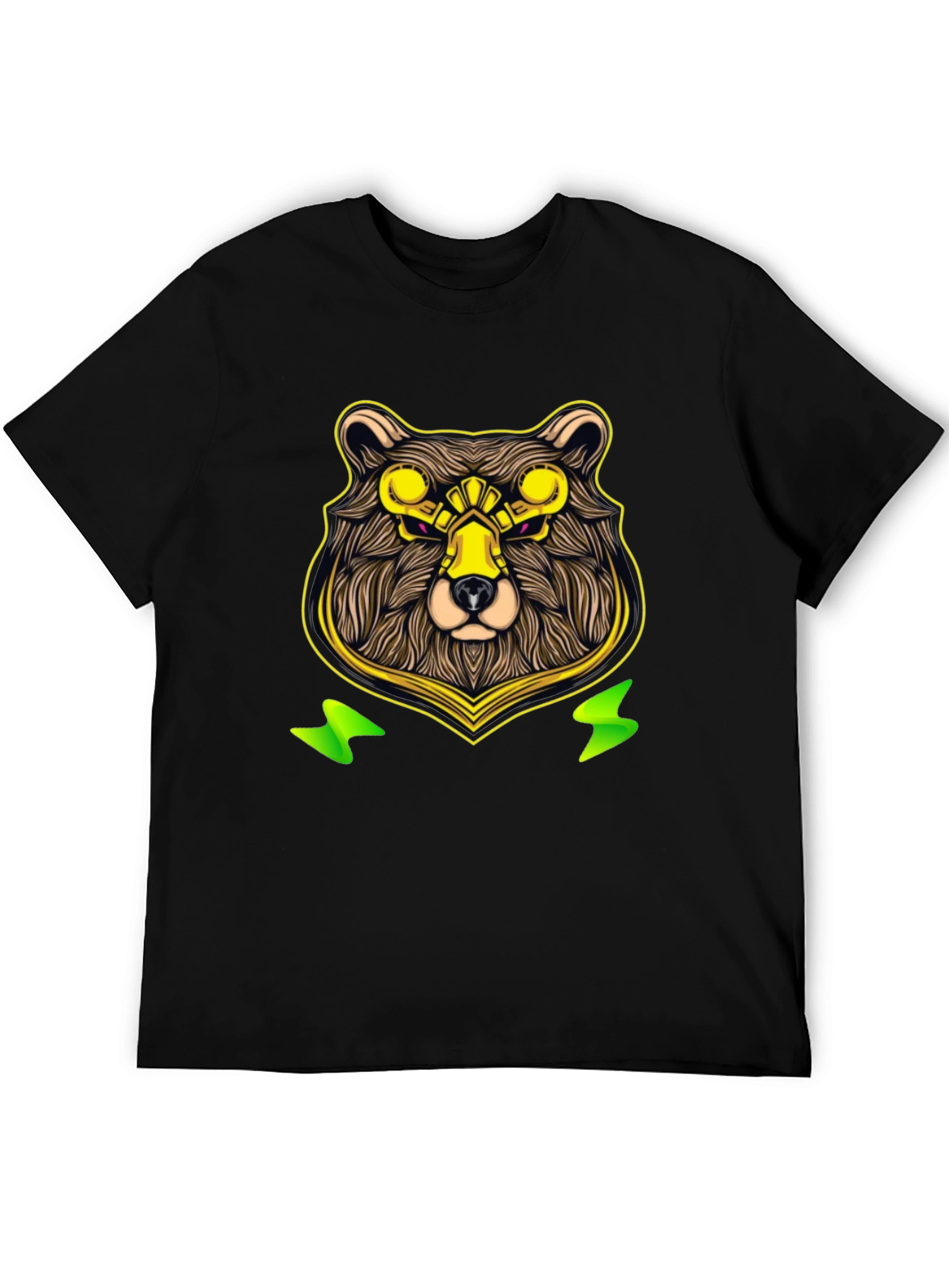 Black Cyber Bear Graphic Tee - Cool Animal Print view 5