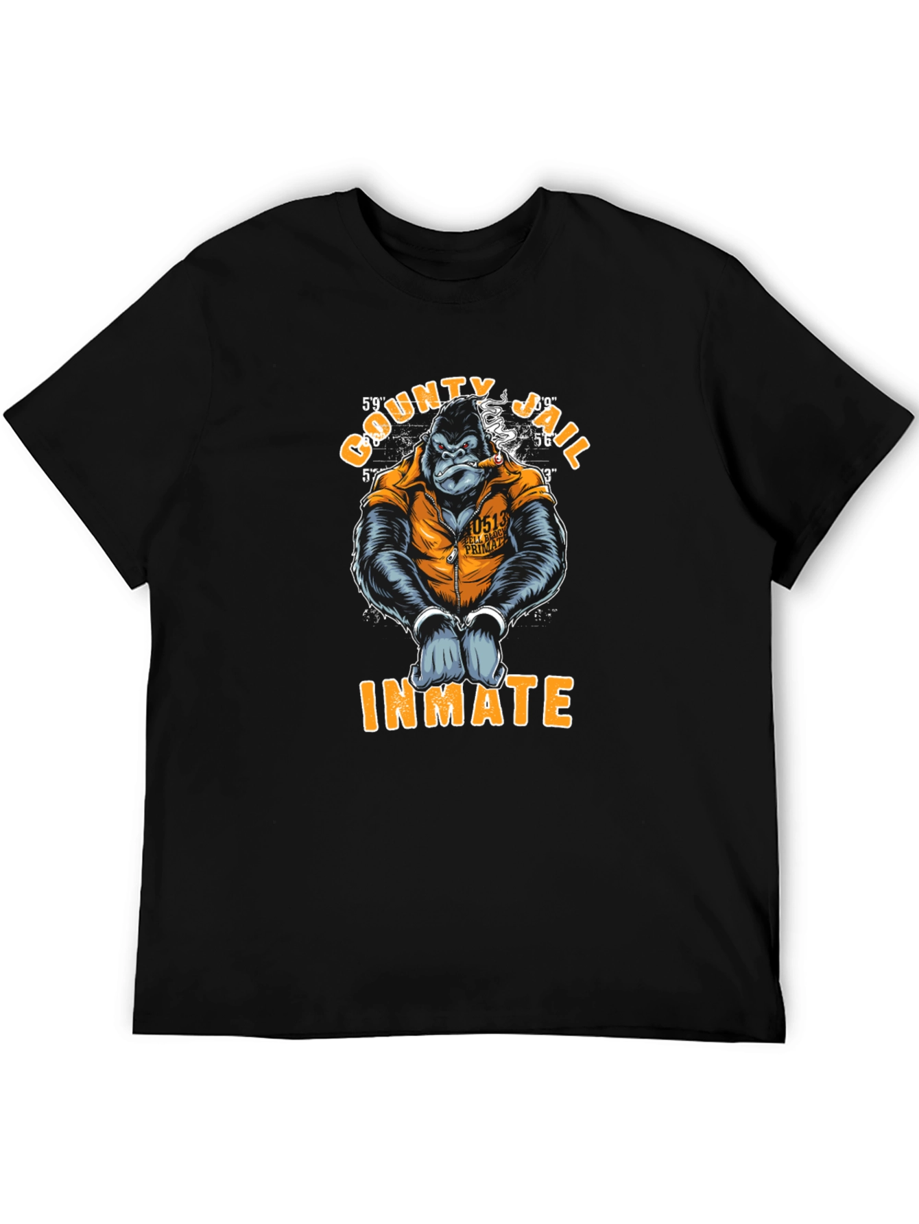 Black County Jail Inmate Gorilla T-Shirt view 5