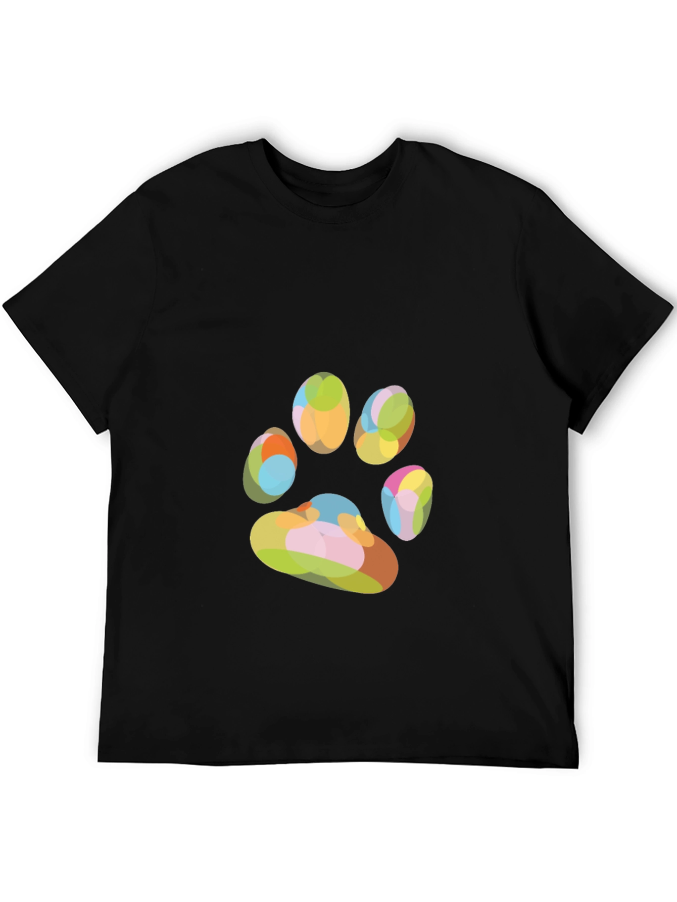 Black Colorful Paw Print Graphic T-Shirt view 5