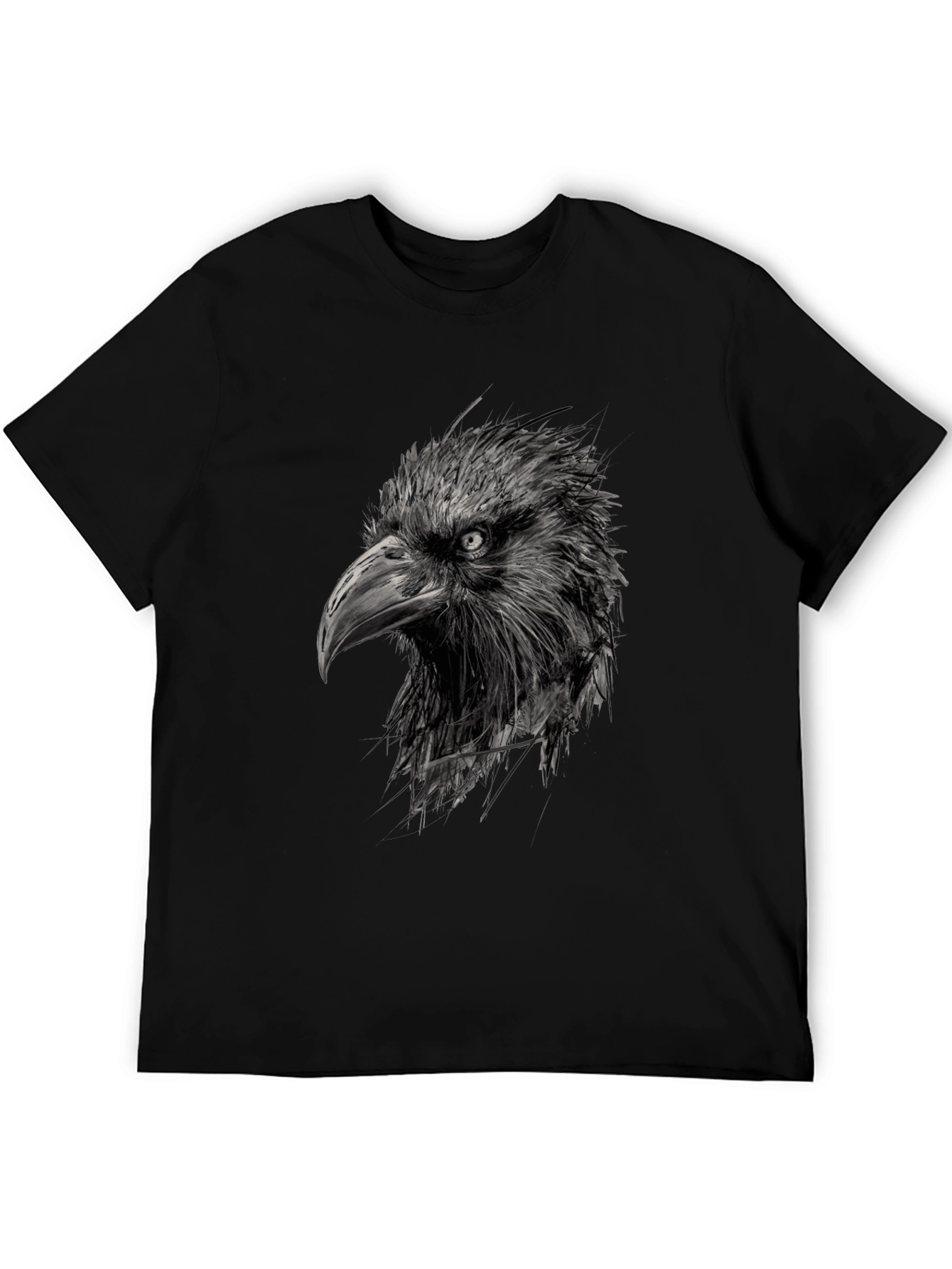 Black Raven Head Graphic Black T-Shirt view 5