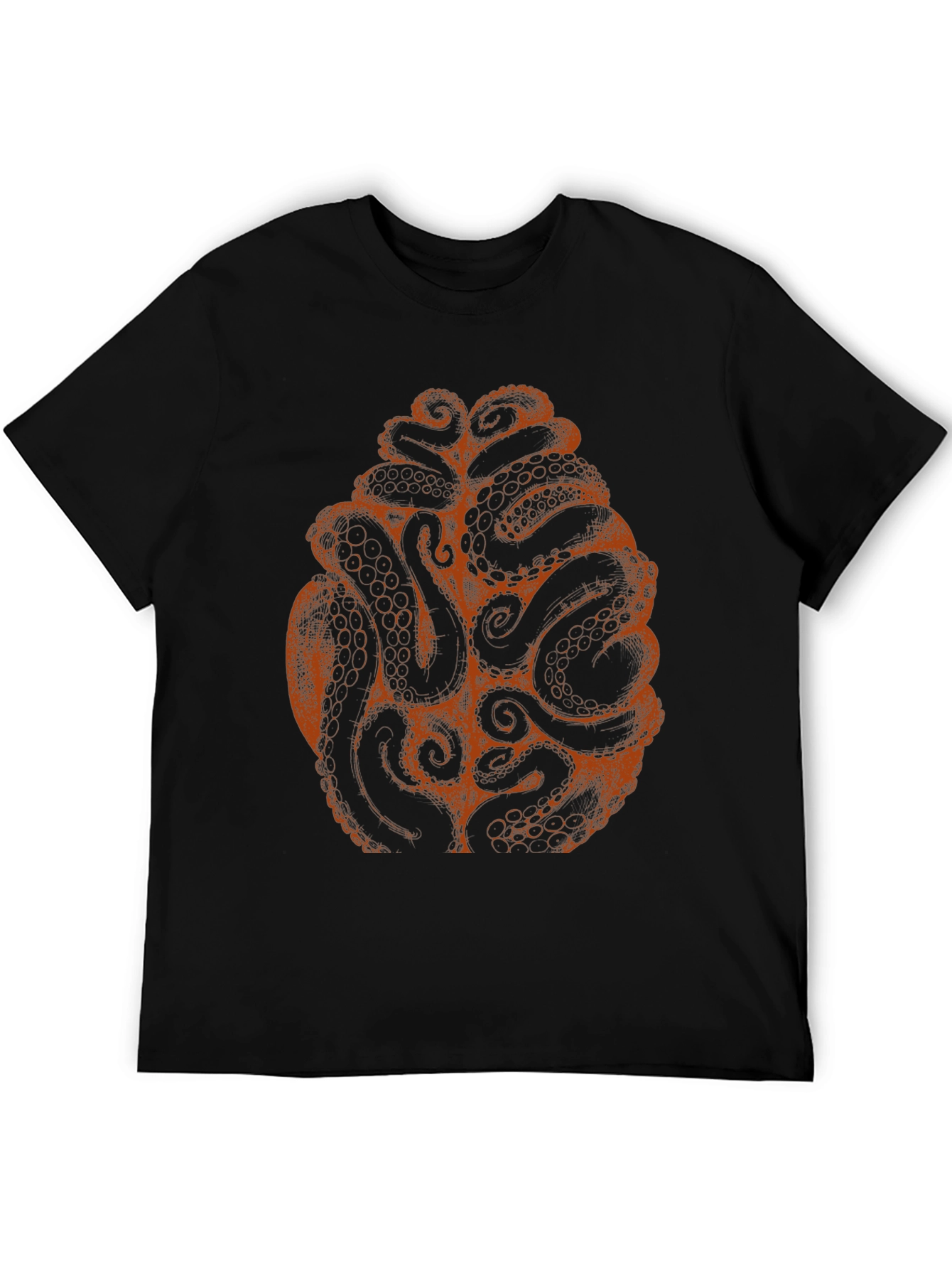 Black Octopus Tentacle Brain Graphic Tee - Black view 5