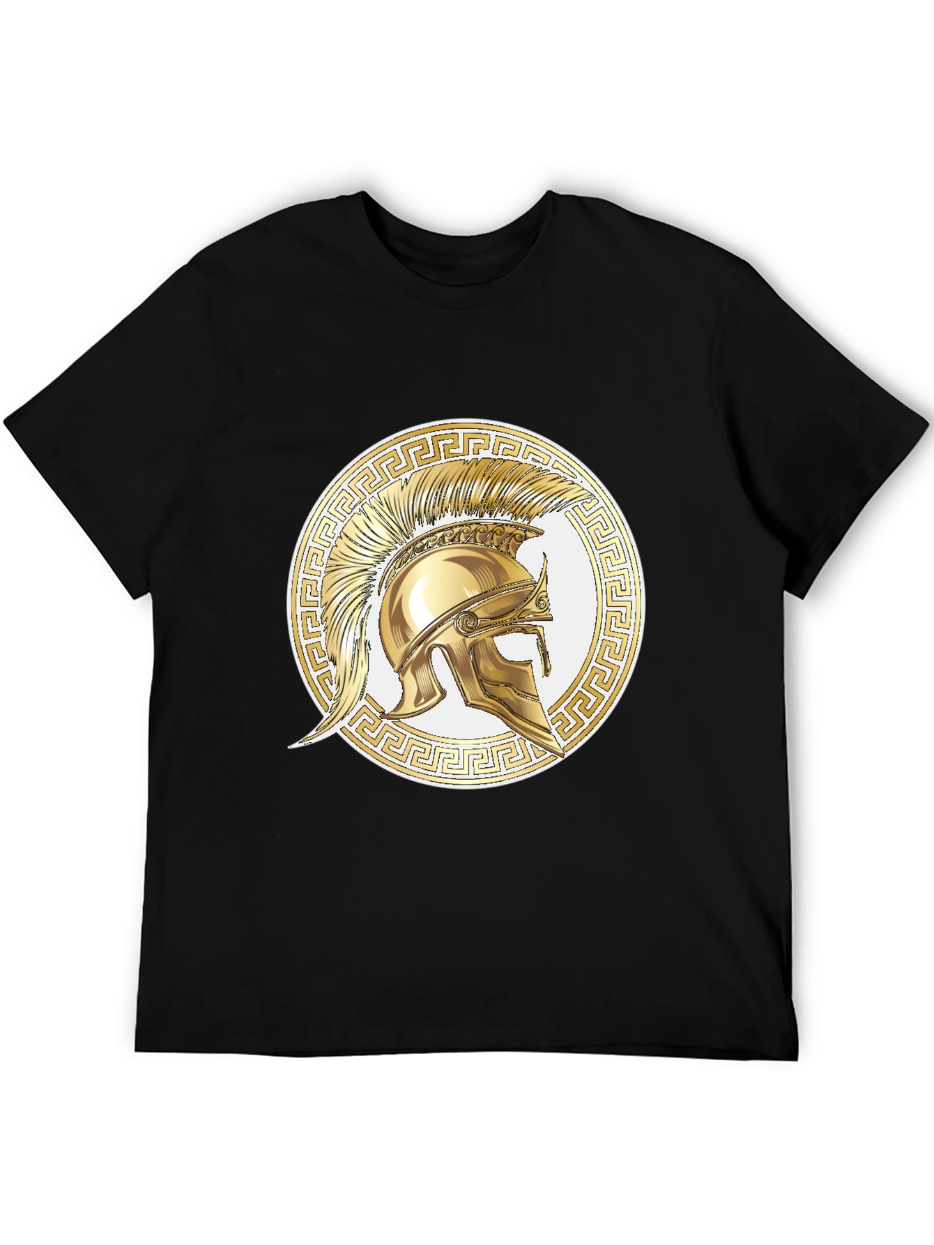 Black Spartan Helmet Graphic Tee - Gold Design view 5
