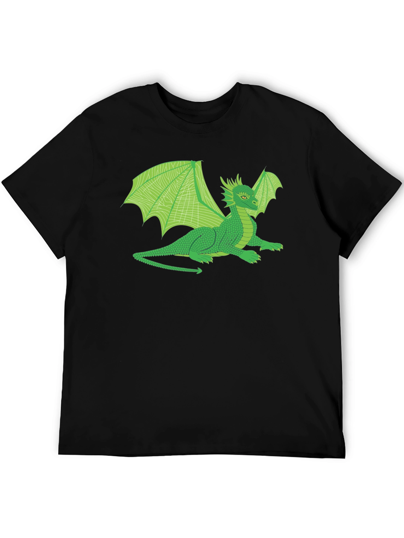 Black Green Dragon Graphic T-Shirt - Fantasy Creature Tee view 5