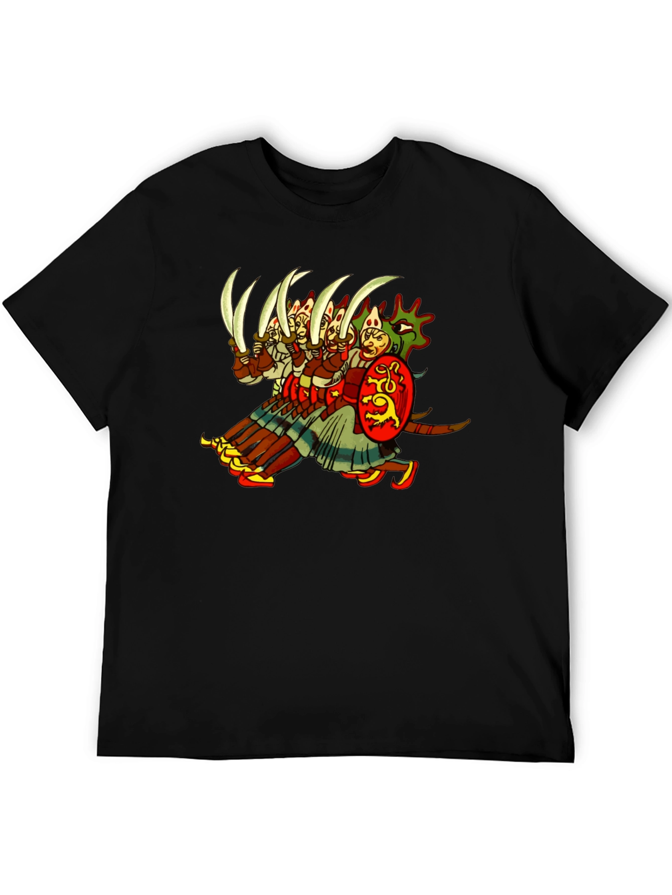 Black Medieval Warrior Graphic Tee - Black Cotton T-Shirt view 5