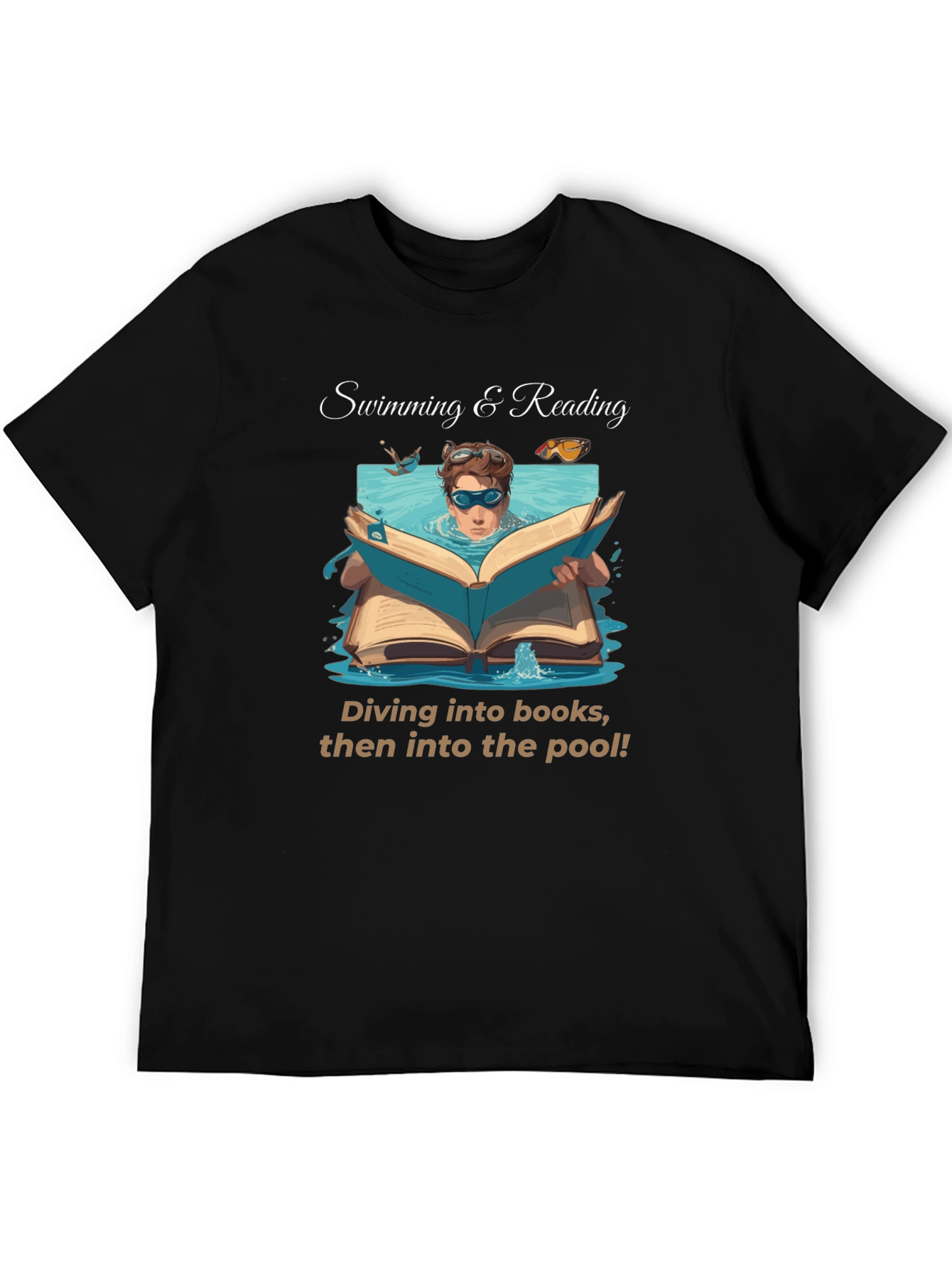Black Swimming & Reading T-Shirt view 5