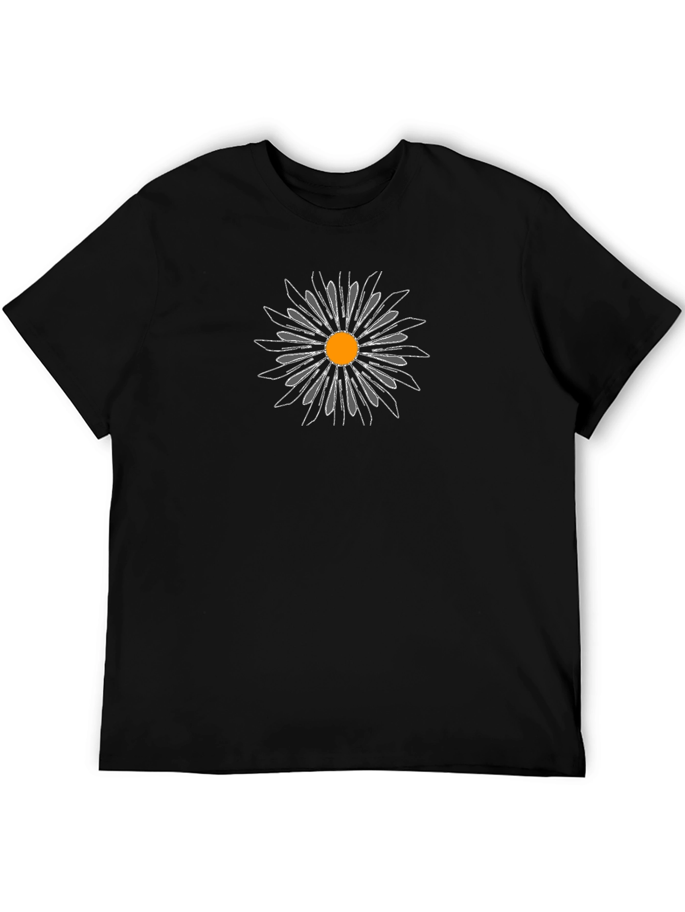 Black Black T-Shirt with Graphic Flower Design view 5