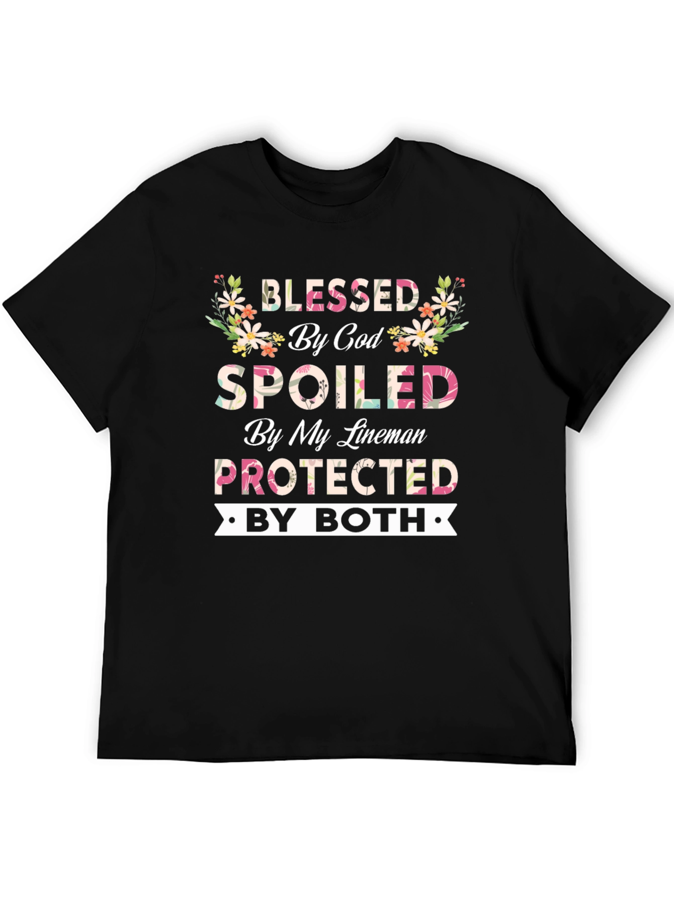 Black Blessed By God Spoiled By My Lineman T-Shirt view 5