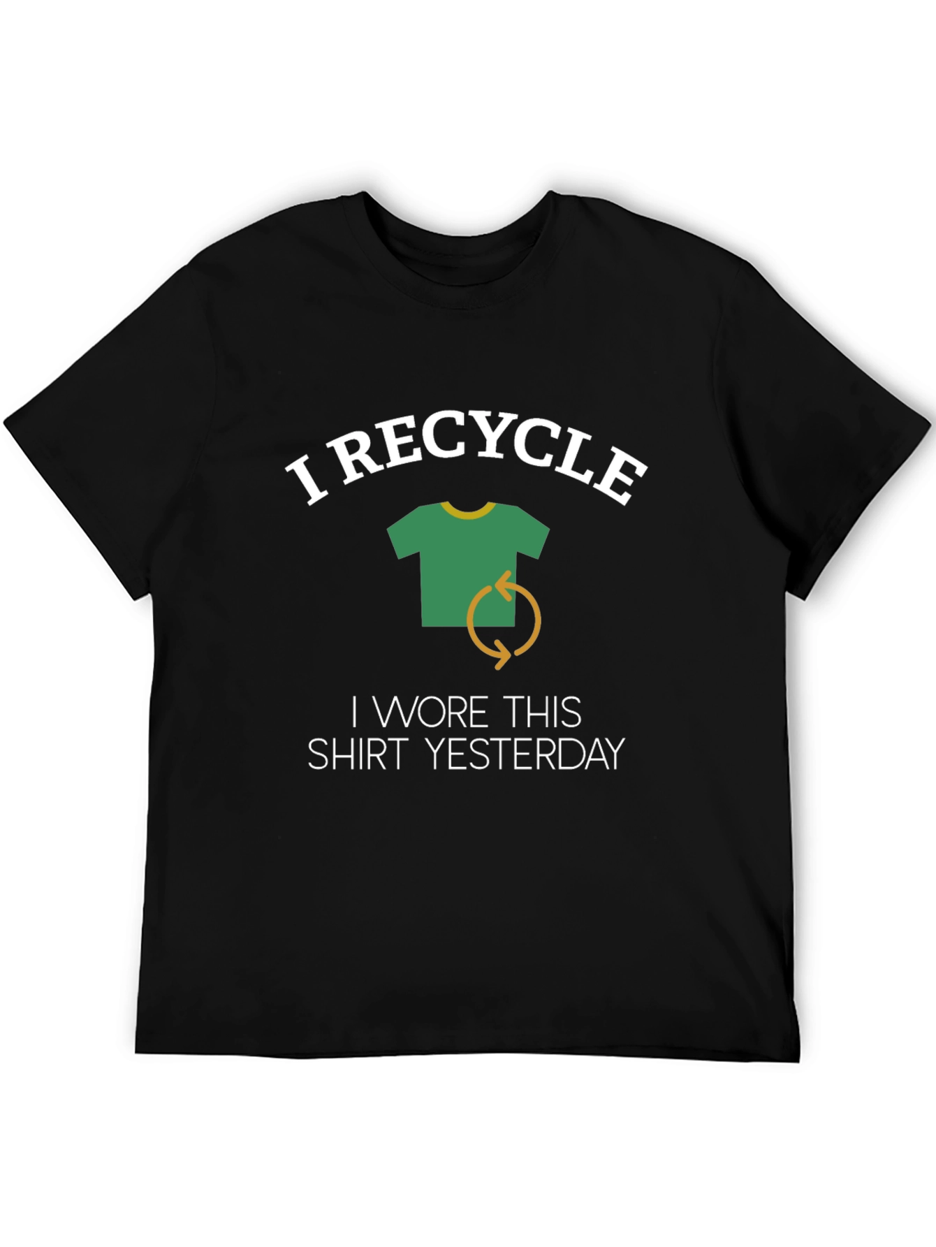 Black Funny I Recycle T-Shirt - Black Cotton Tee for Men view 5