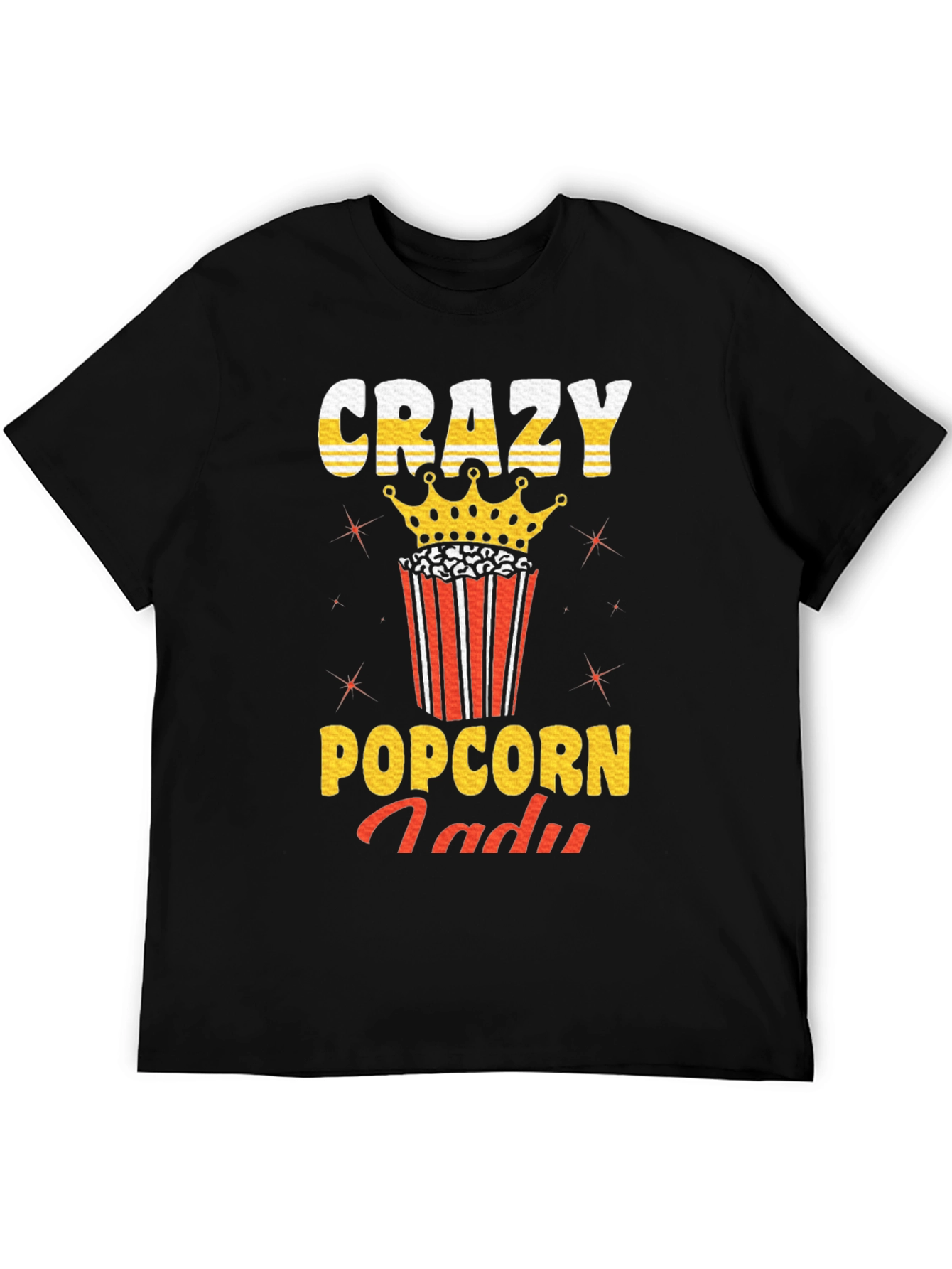 Black Crazy Popcorn Lady Graphic T-Shirt view 5