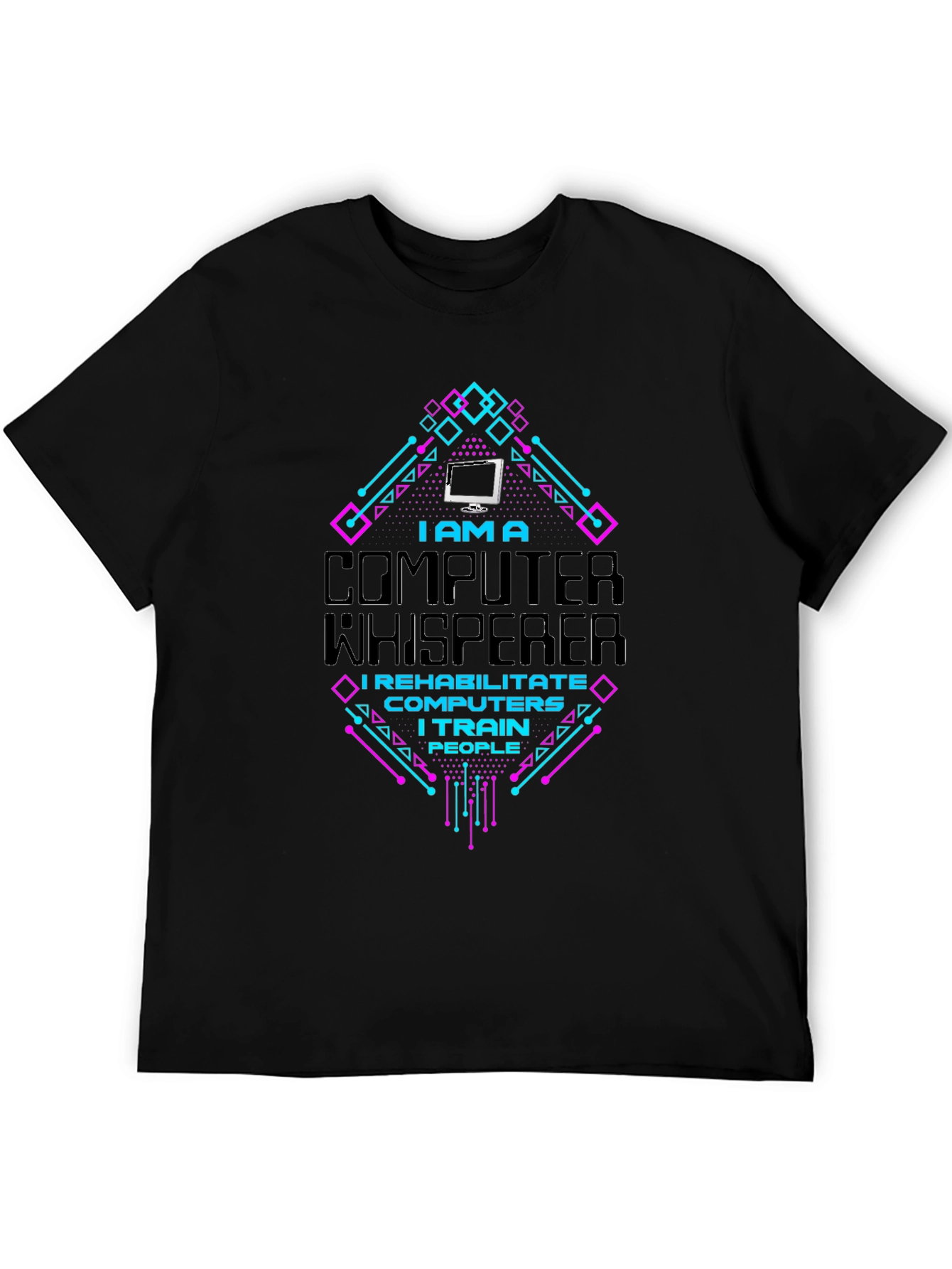 Black Computer Whisperer Graphic T-Shirt view 5