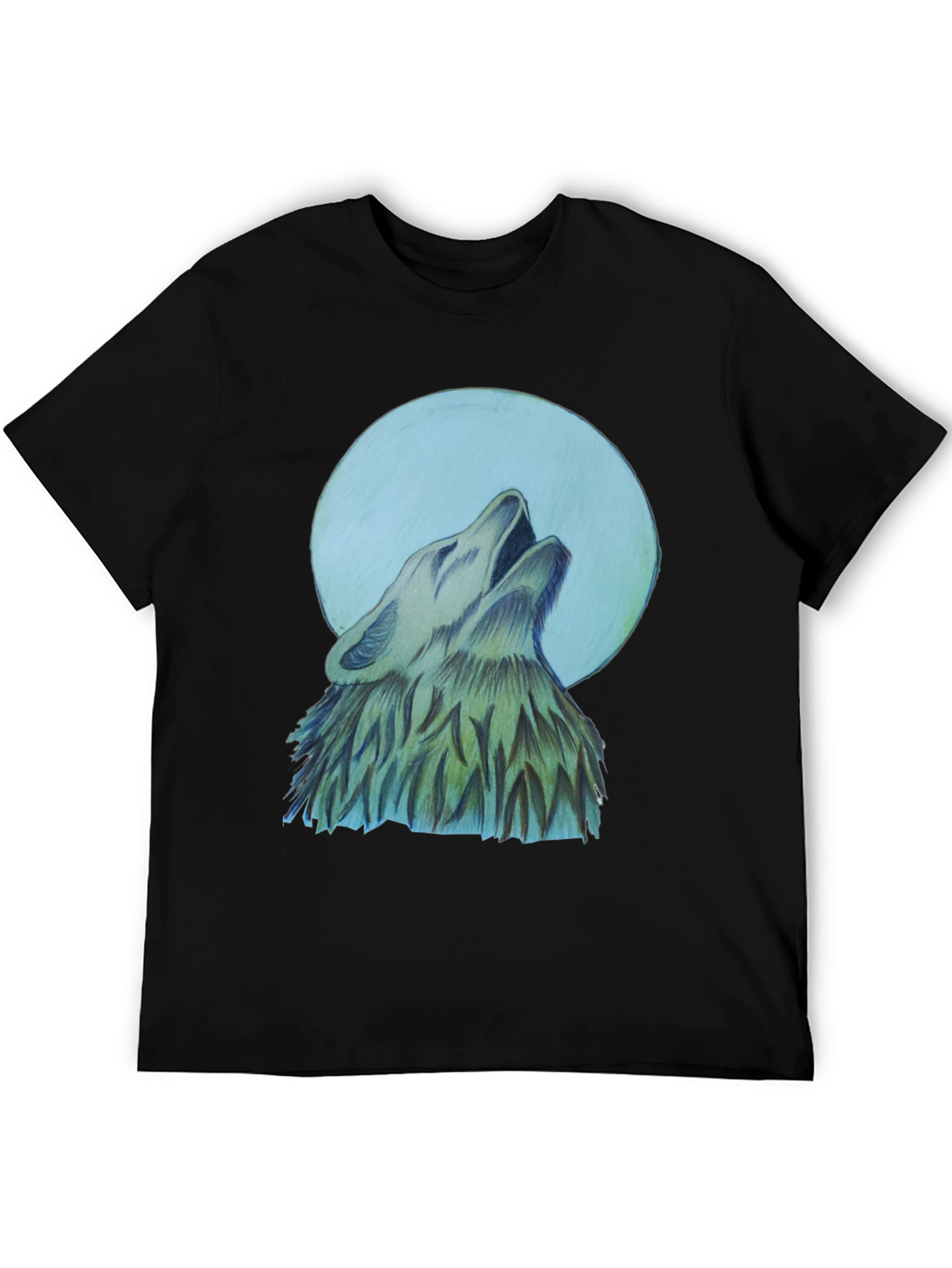 Black Wolf Howling at Moon Graphic T-Shirt view 5
