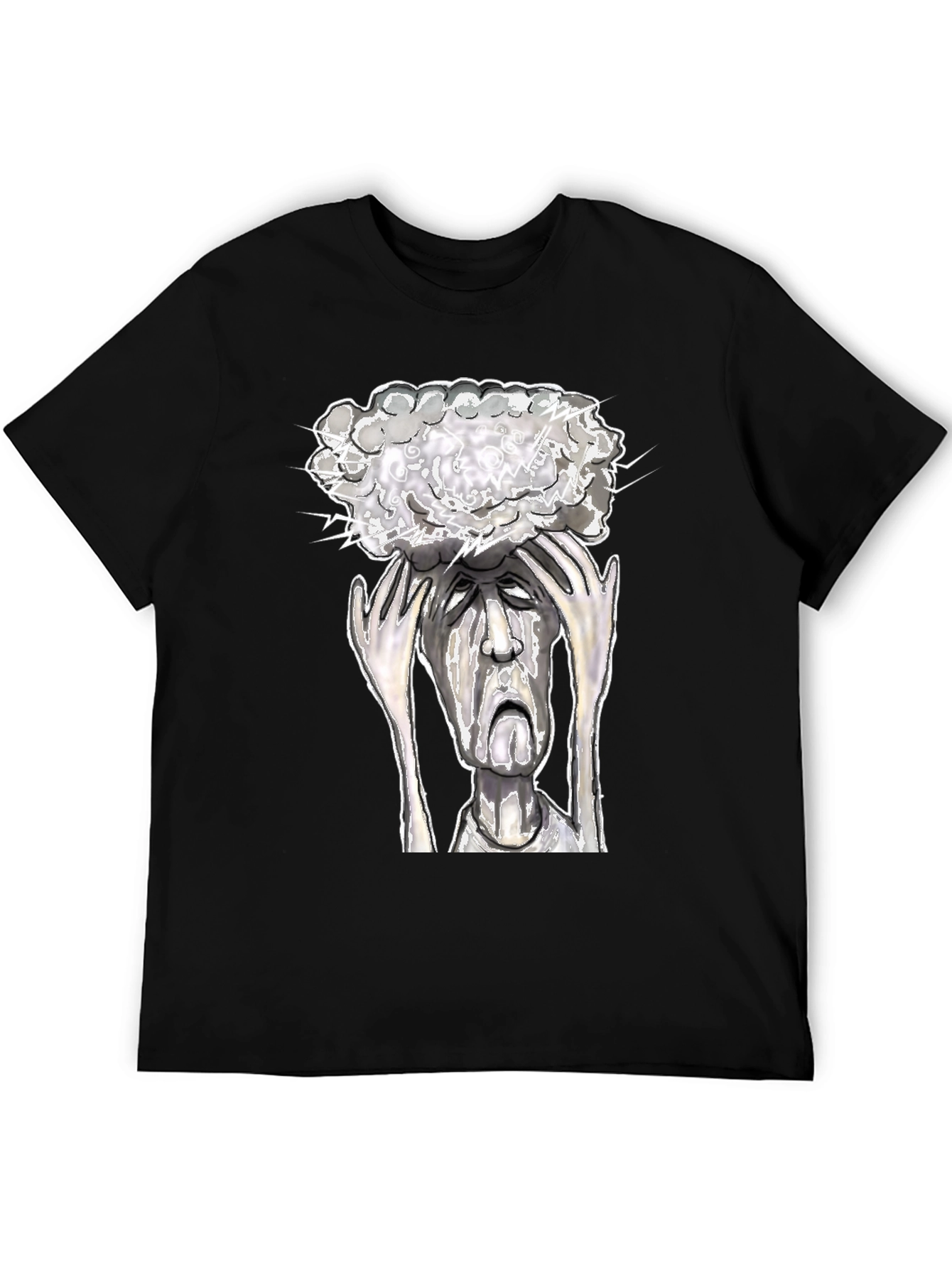Black Mind Storm Tee: Overwhelmed Graphic T-Shirt view 5