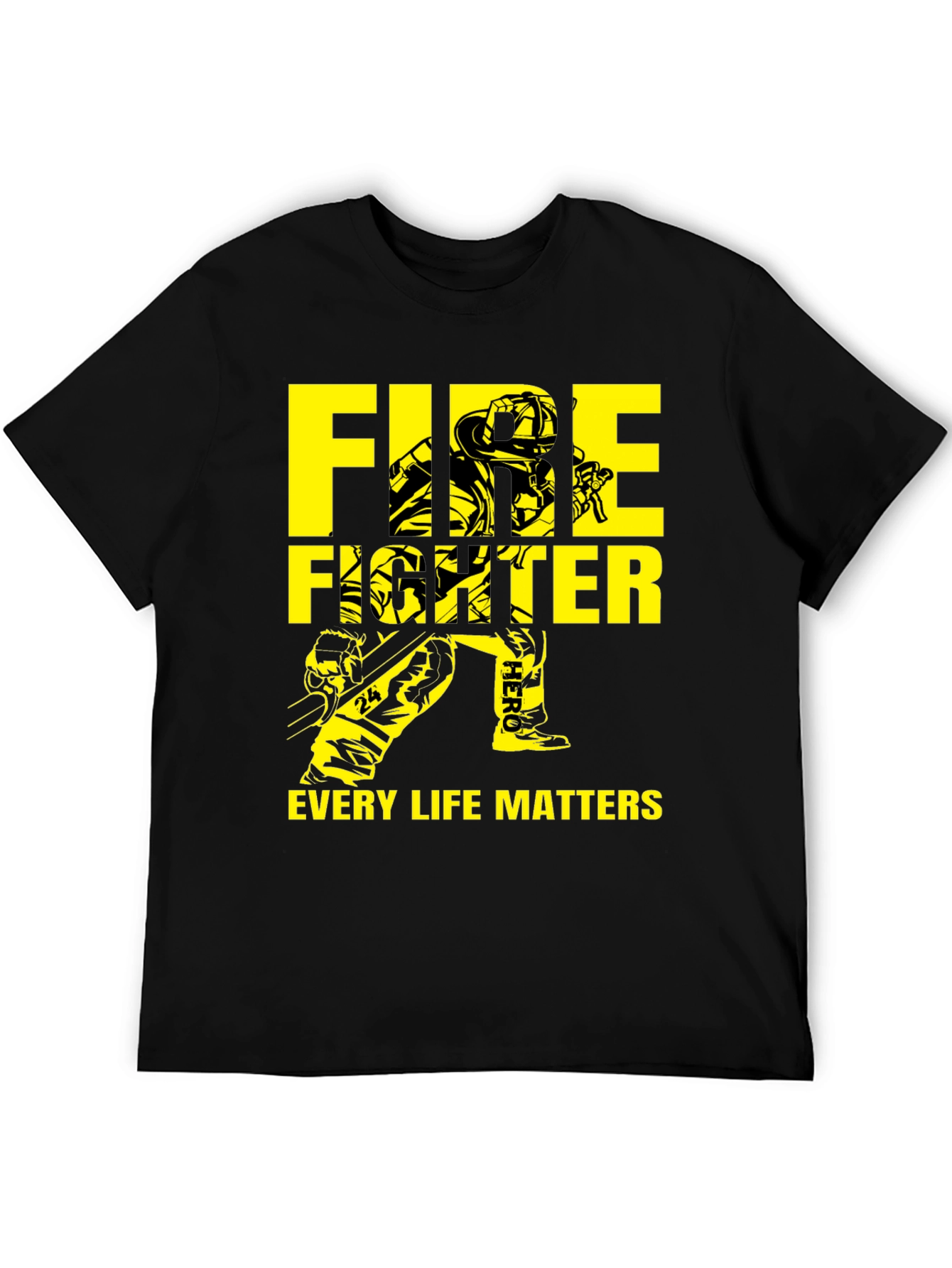 Black Firefighter Every Life Matters Graphic T-Shirt view 5