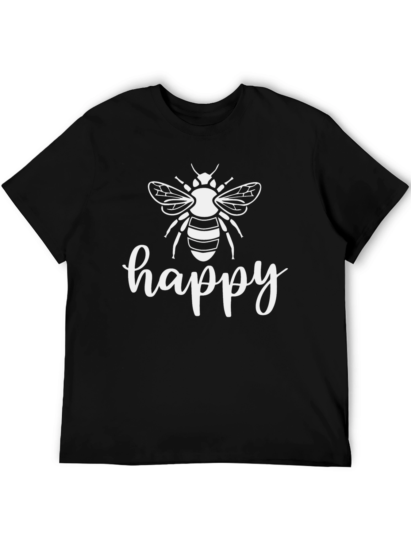 Black Happy Bee Graphic Tee - Black Cotton Blend view 5